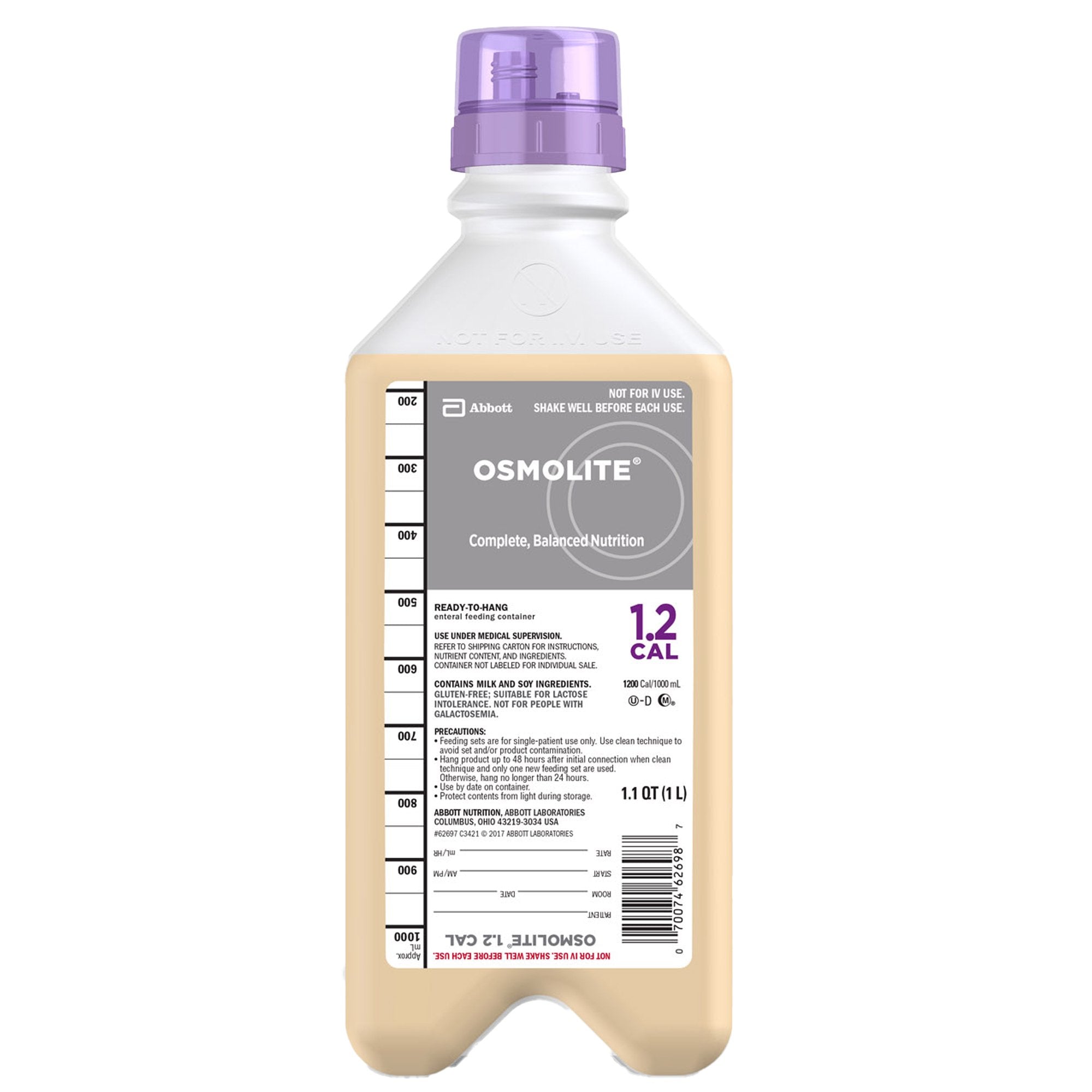 Tube Feeding Formula Osmolite 1.2 Cal Unflavored Liquid 33.8 oz. Bottle, Packaging Type- Case