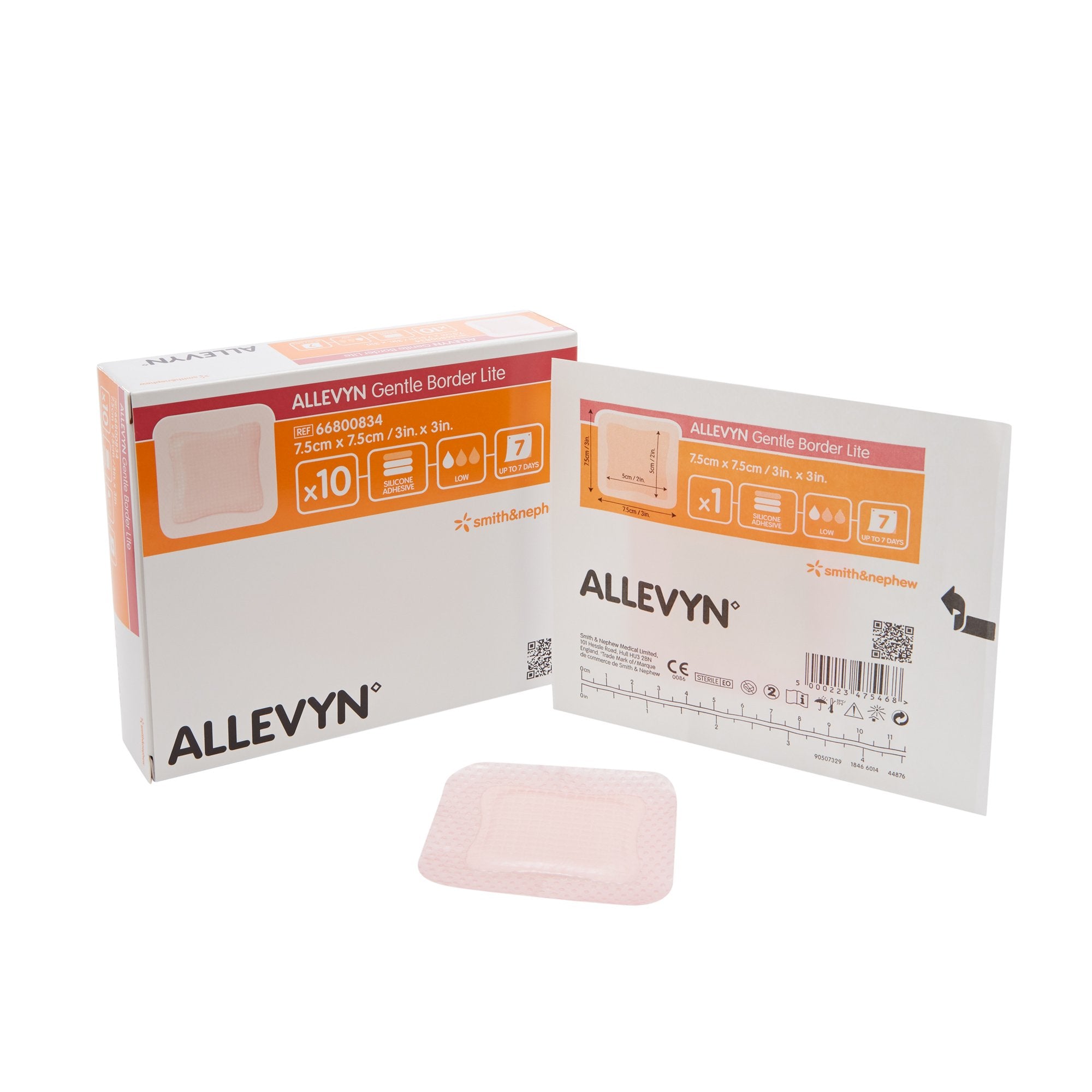 Thin Foam Dressing Allevyn Gentle Border Lite 3 X 3 Inch With Border Film Backing Silicone Gel Adhesive Square Sterile, Packaging Type- Box