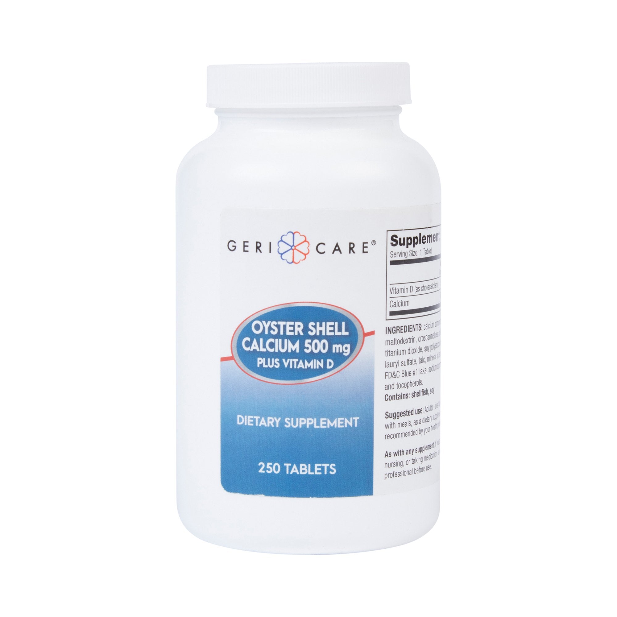 Joint Health Supplement Geri Care Oyster Shell 200 IU   500 mg Strength Tablet 250 per Bottle