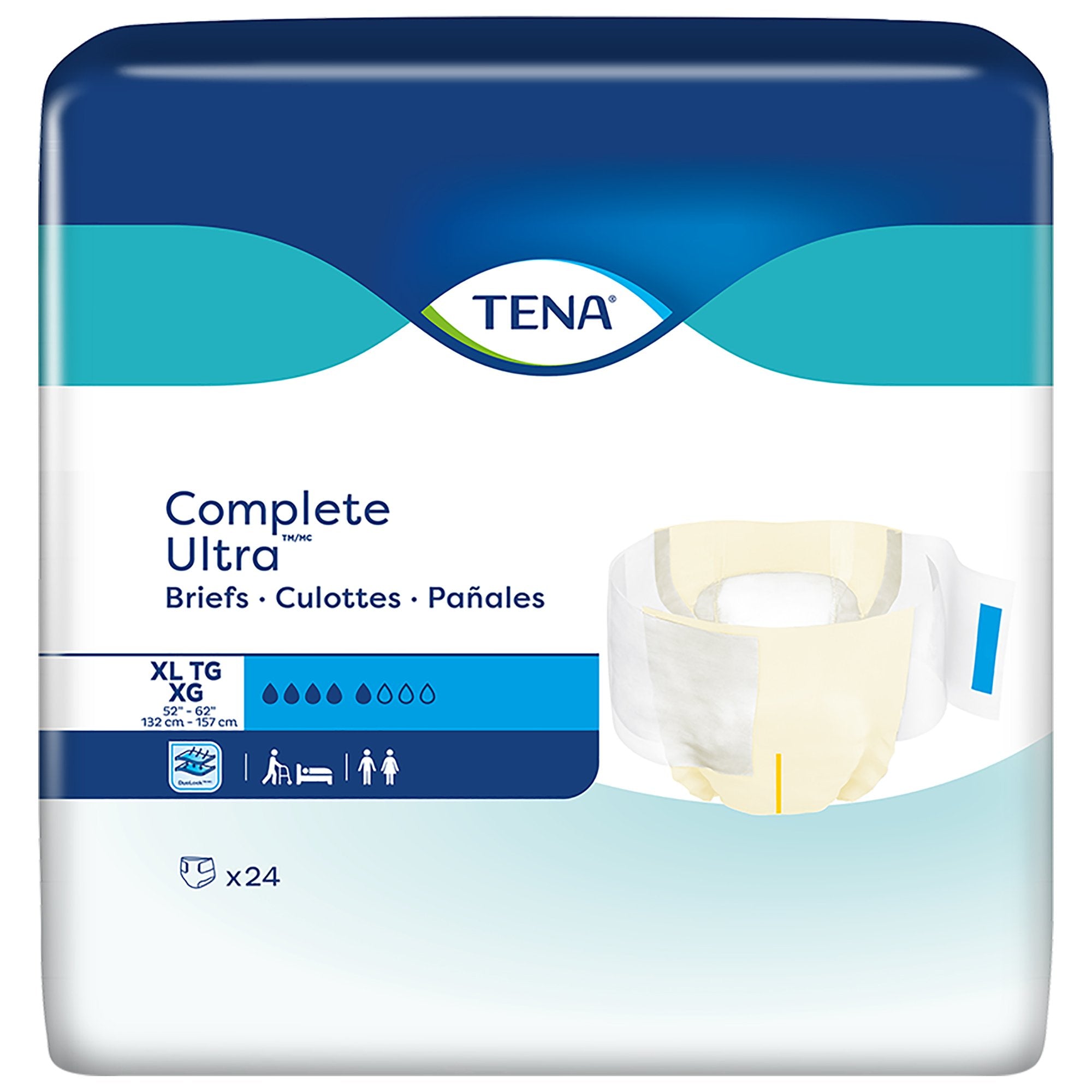 Unisex Adult Incontinence Brief TENA Complete Ultra X-Large Disposable Moderate Absorbency, Packaging Type- Case