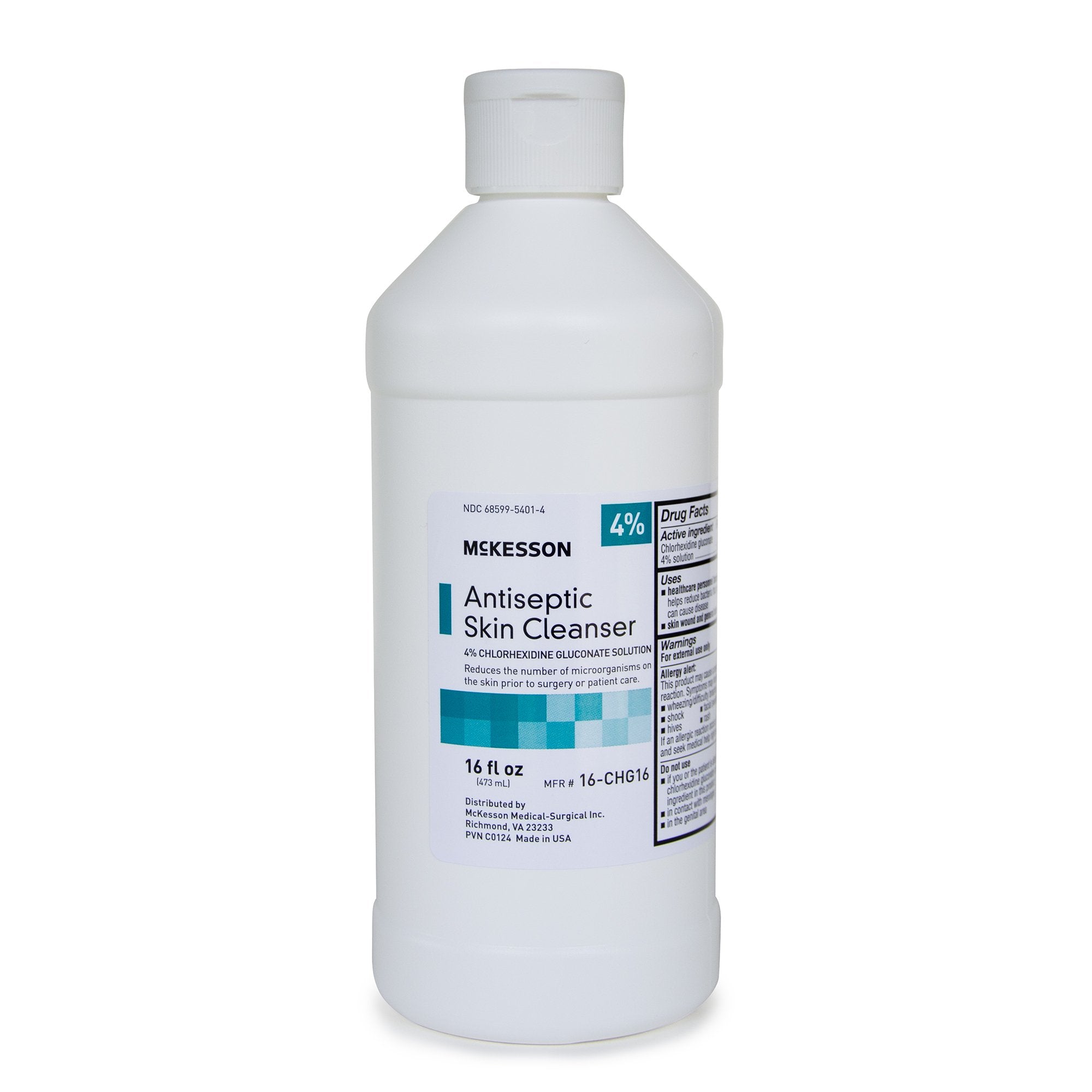 Antiseptic Skin Cleanser McKesson 16 oz. Flip-Top Bottle 4% Strength CHG (Chlorhexidine Gluconate) / Isopropyl Alcohol NonSterile, Packaging Type- Each