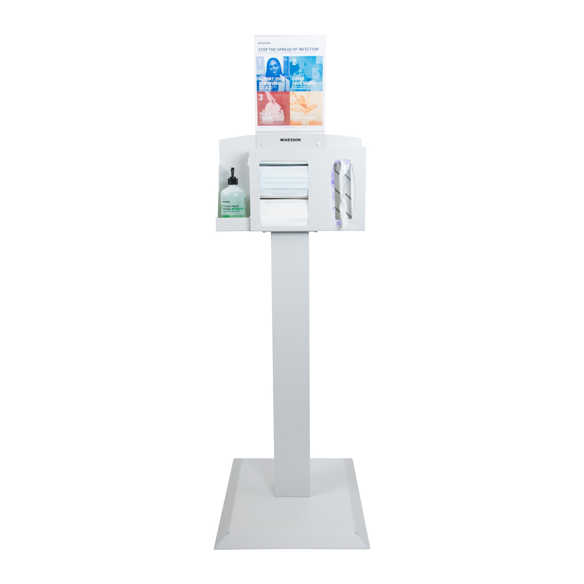 Hygiene Dispensing Station McKesson Floor Stand Quartz Beige 18 W X 59.10 H X 18 D Inch Aluminum / Cold Rolled Steel / PETG Plastic