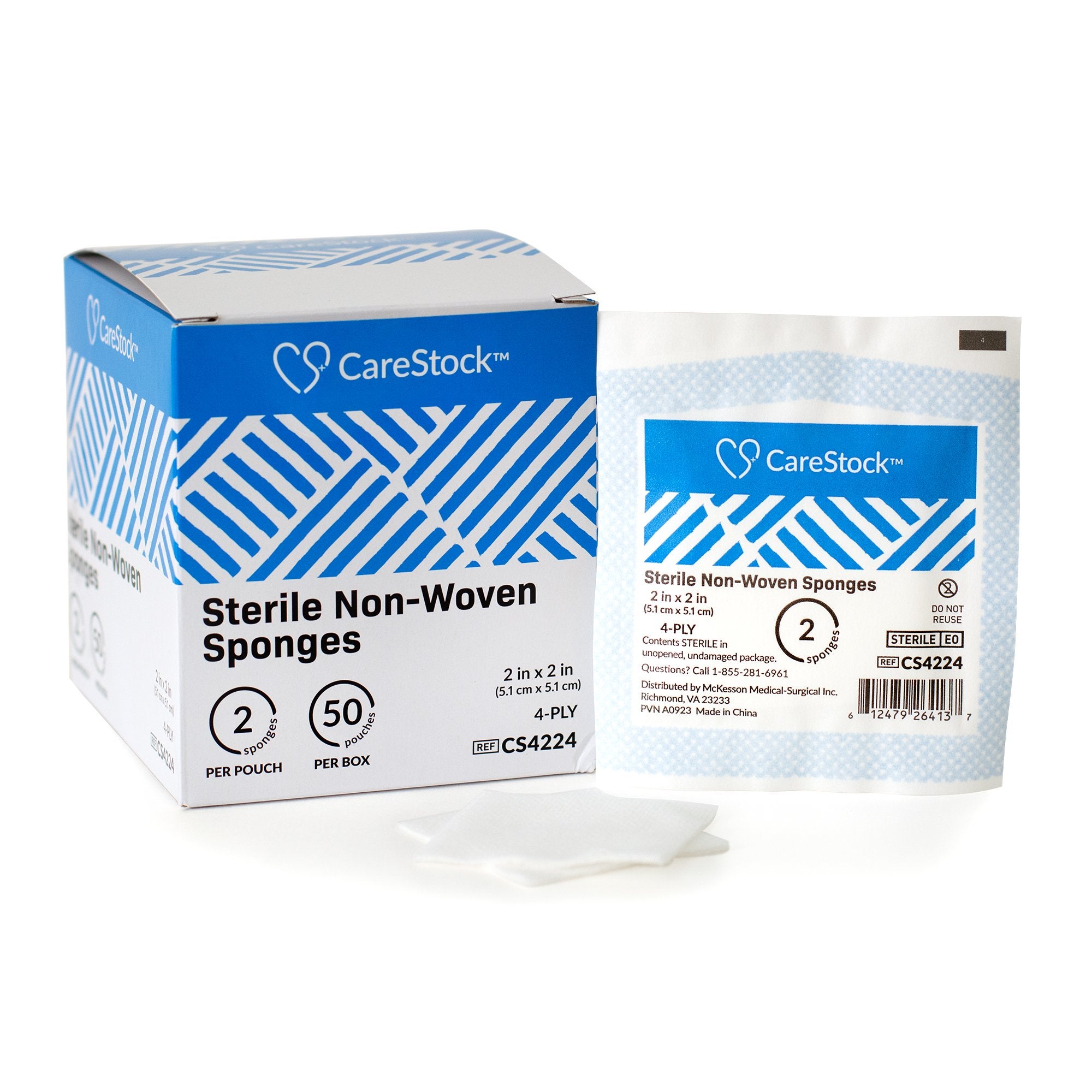 Gauze Sponge CareStock 2 X 2 Inch 4-Ply Sterile 2 per Pack, Packaging Type- Box