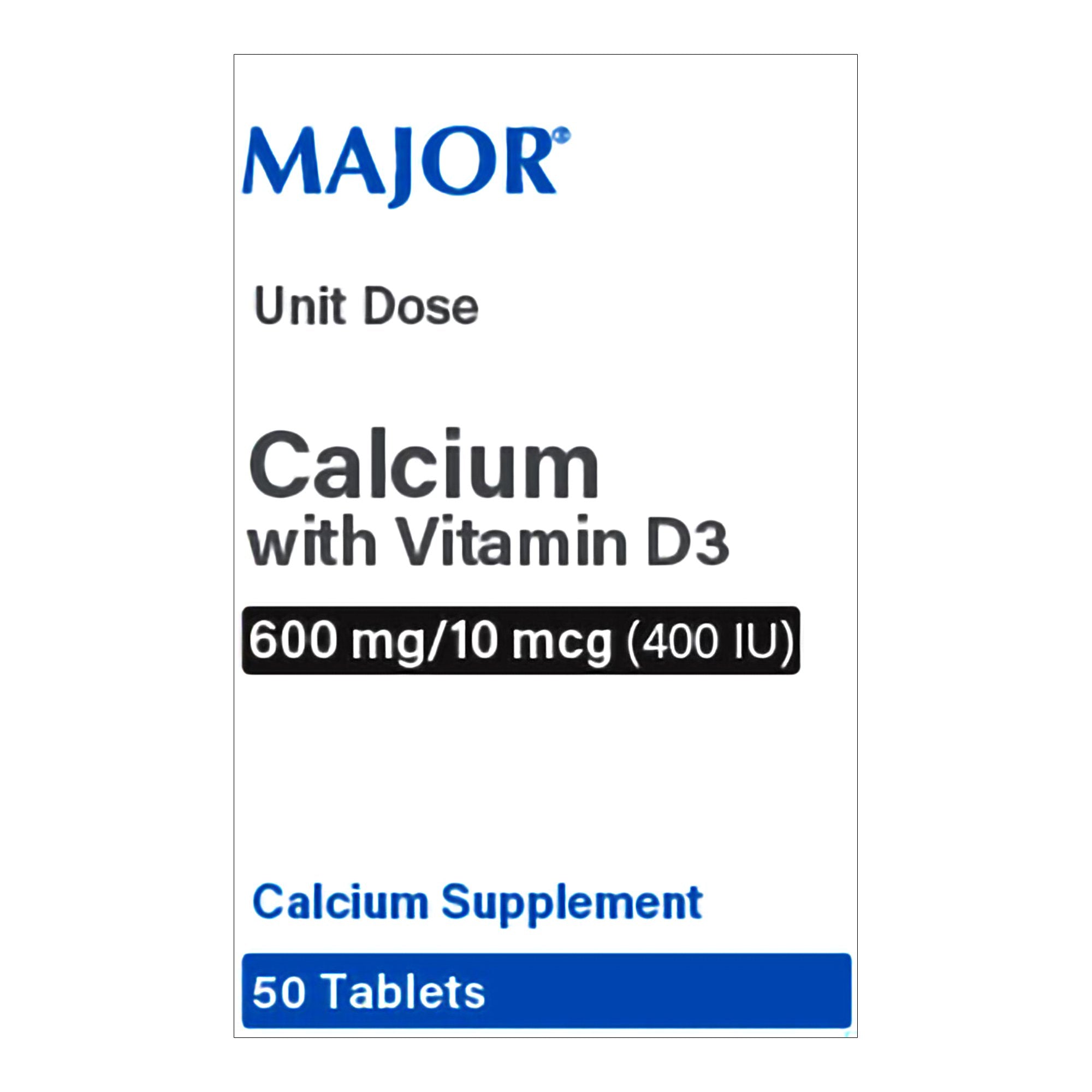 Joint Health Supplement Calcium / Vitamin D3 600 mg - 400 IU Strength Tablet 50 per Box, Packaging Type- Box