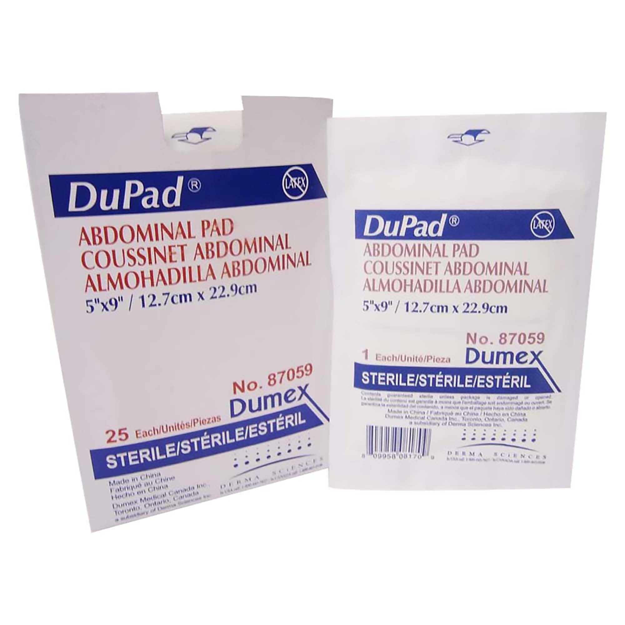 Abdominal Pad DuPad 5 X 9 Inch 1-Ply Sterile 1 per Pack, Packaging Type- Box