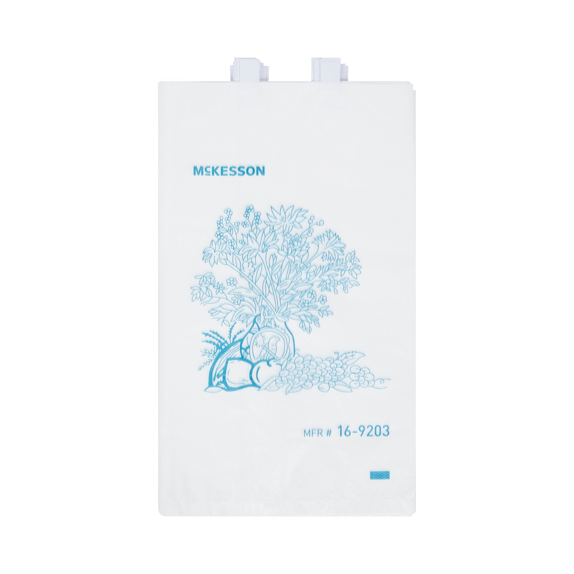 Bedside Bag McKesson 7 X 11.5 Inch White / Blue Floral Print Polyethylene, Packaging Type- Each