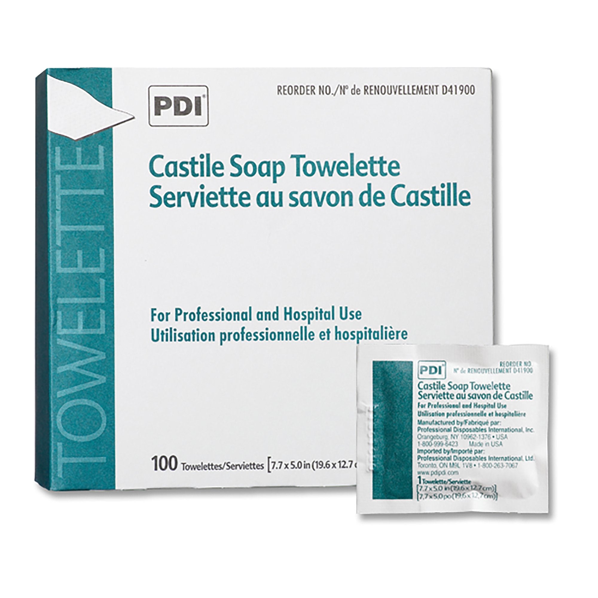 Castile Soap Towelette PDI Individual Packet Scented 100 Count