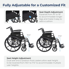 Drive Medical K3 Cruiser III Wheelchair with Removable flip-back arms and Elevating Leg Rests ,8" front Wheels ,300 lbs Weight Capacity ,18" (W) x 16" - 18" (D) ,K318DDA-ELR