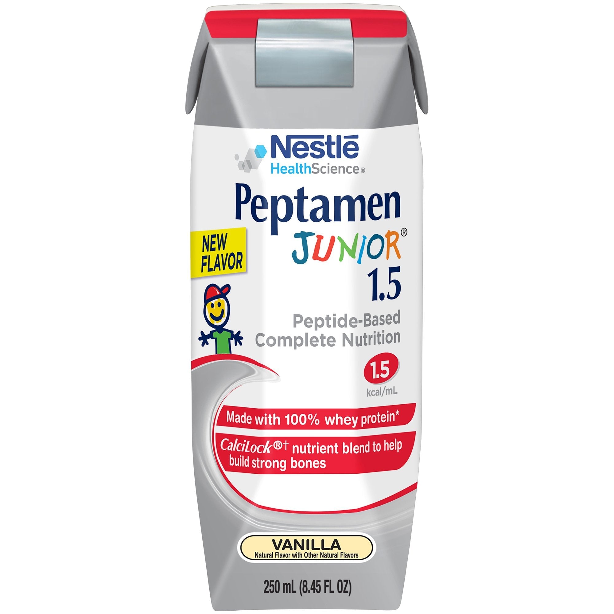 Pediatric Tube Feeding Formula Peptamen Junior 1.5 Vanilla Flavor 250 mL Carton Liquid Whey Protein Impaired GI Function