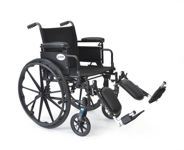 Probasics K4 Lite Wheelchair with arm rests are height adjustable from 10" to 14". and Elevating Leg rest  ,20X16inch ,WC4L2016DE