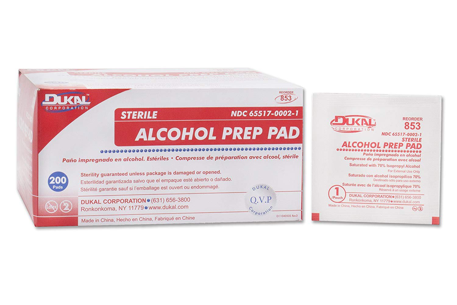 Alcohol Prep Pad Dukal 70% Strength Isopropyl Alcohol Individual Packet Medium Sterile, Packaging Type- Box