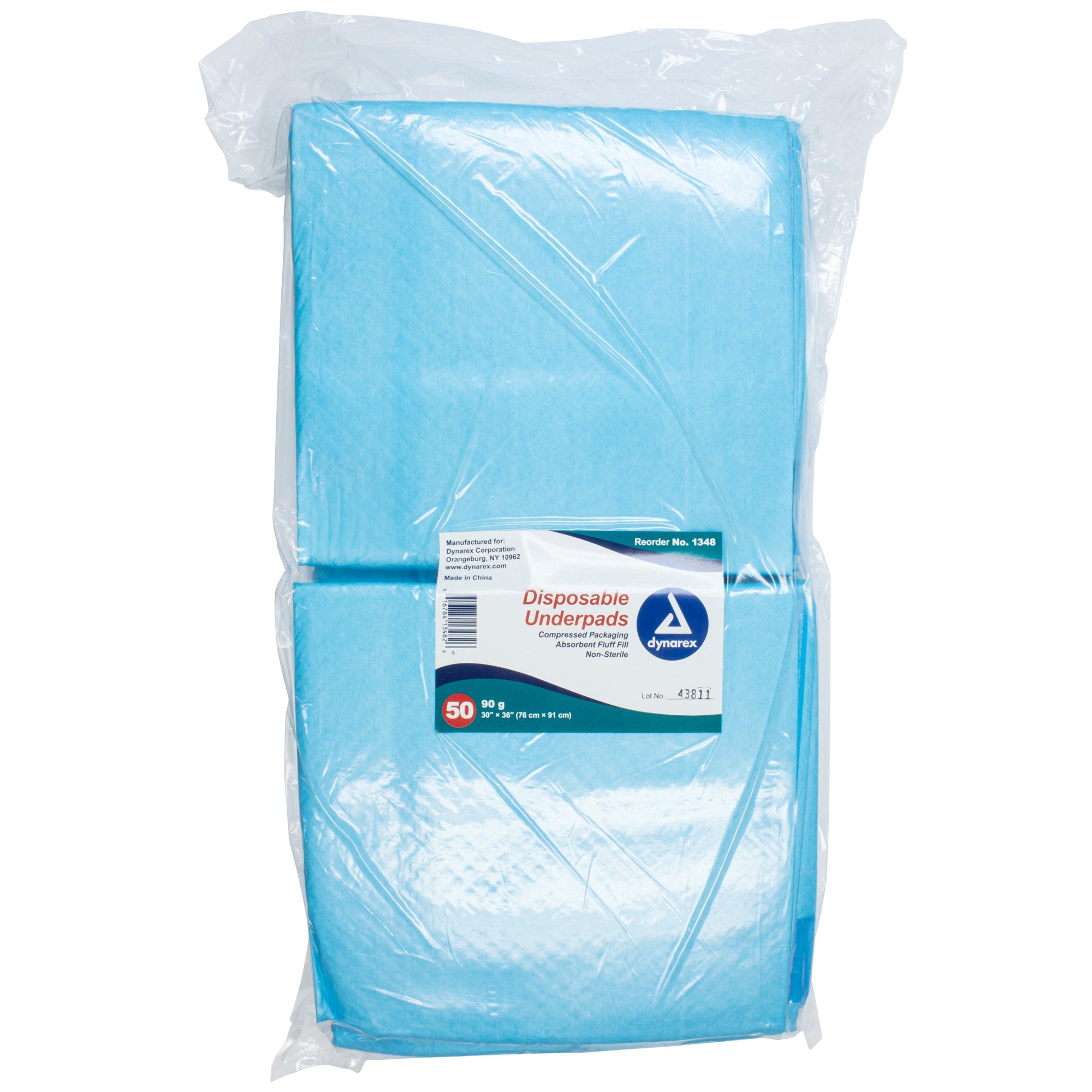 Disposable Underpad Dynarex 30 X 36 Inch Fluff / Polymer Heavy Absorbency, Packaging Type- Case