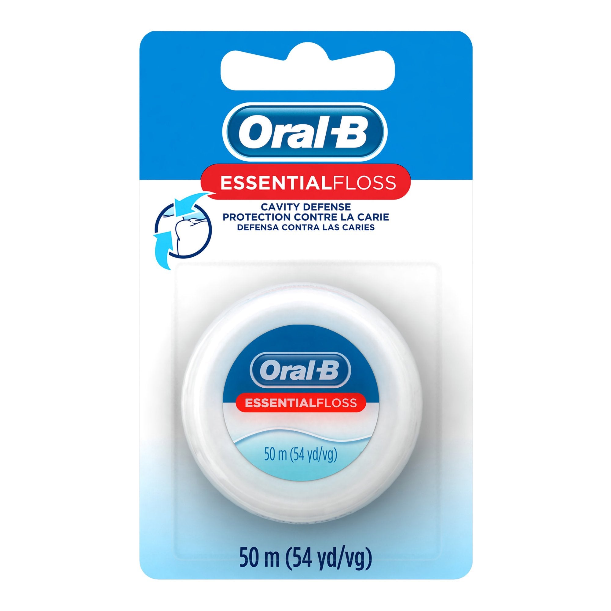 Dental Floss Oral-B Essential Floss Cavity Defense Waxed 54 Yard Unflavored