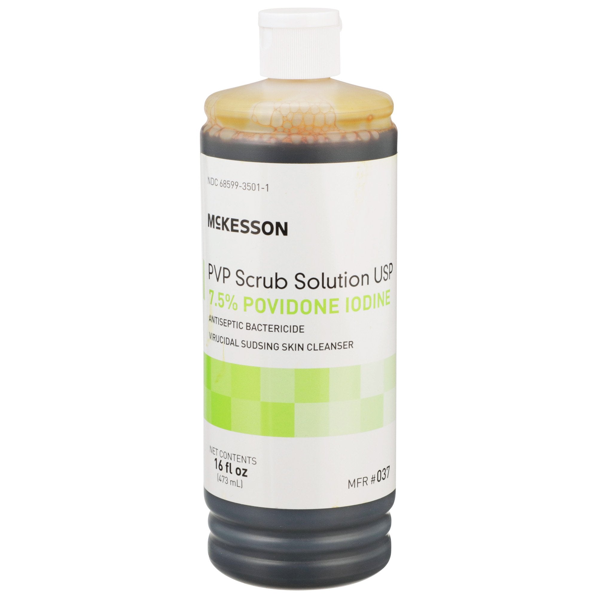 Surgical Scrub Solution McKesson 16 oz. Flip-Top Bottle 7.5% Strength Povidone-Iodine NonSterile, Packaging Type- Each