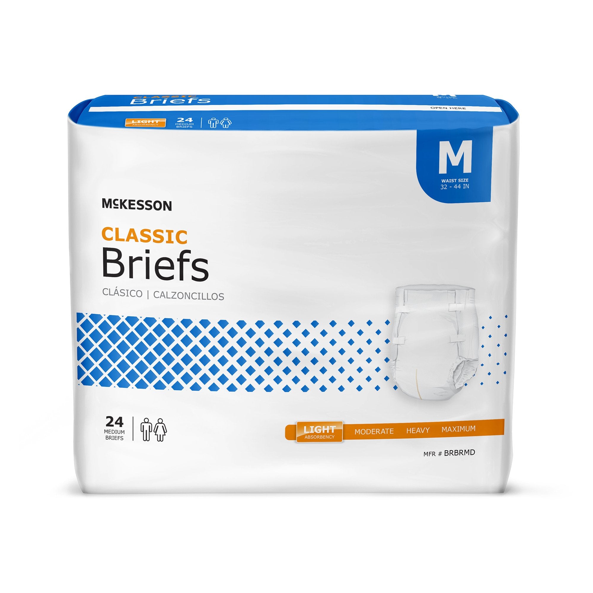 Unisex Adult Incontinence Brief McKesson Classic Medium Disposable Light Absorbency, Packaging Type- Case