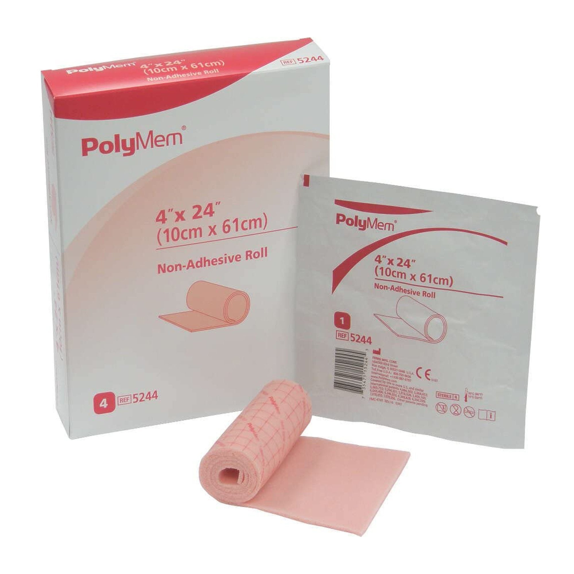 Foam Dressing PolyMem 4 X 24 Inch Without Border Film Backing Nonadhesive Roll Sterile, Packaging Type- Box