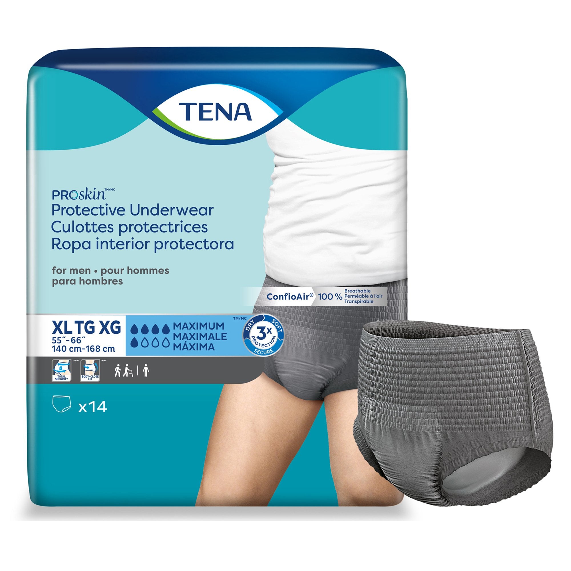 Male Adult Absorbent Underwear TENA ProSkin Pull On with Tear Away Seams X-Large Disposable Moderate Absorbency, Packaging Type- Case