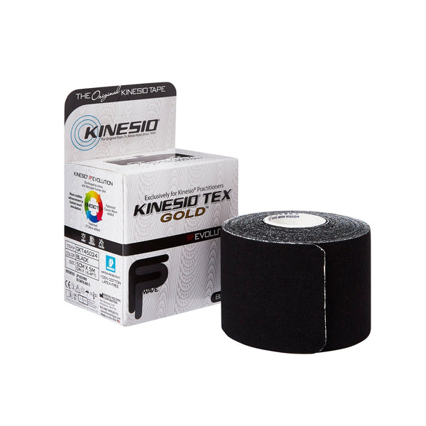 Kinesiology Tape Kinesio Tex Gold Black 2 Inch X 5 1/2 Yard Cotton NonSterile