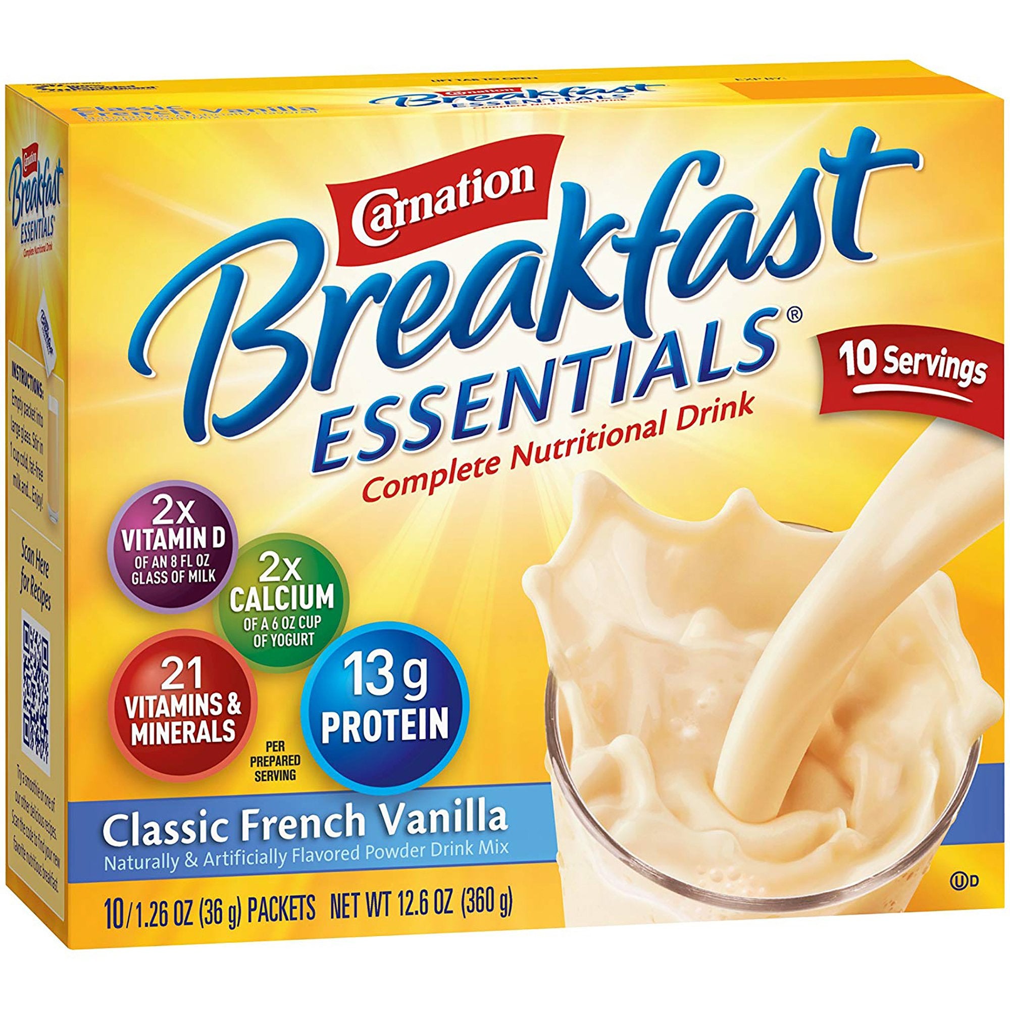 Oral Supplement Carnation Breakfast Essentials French Vanilla Flavor Powder 1.26 oz. Individual Packet, Packaging Type- Box