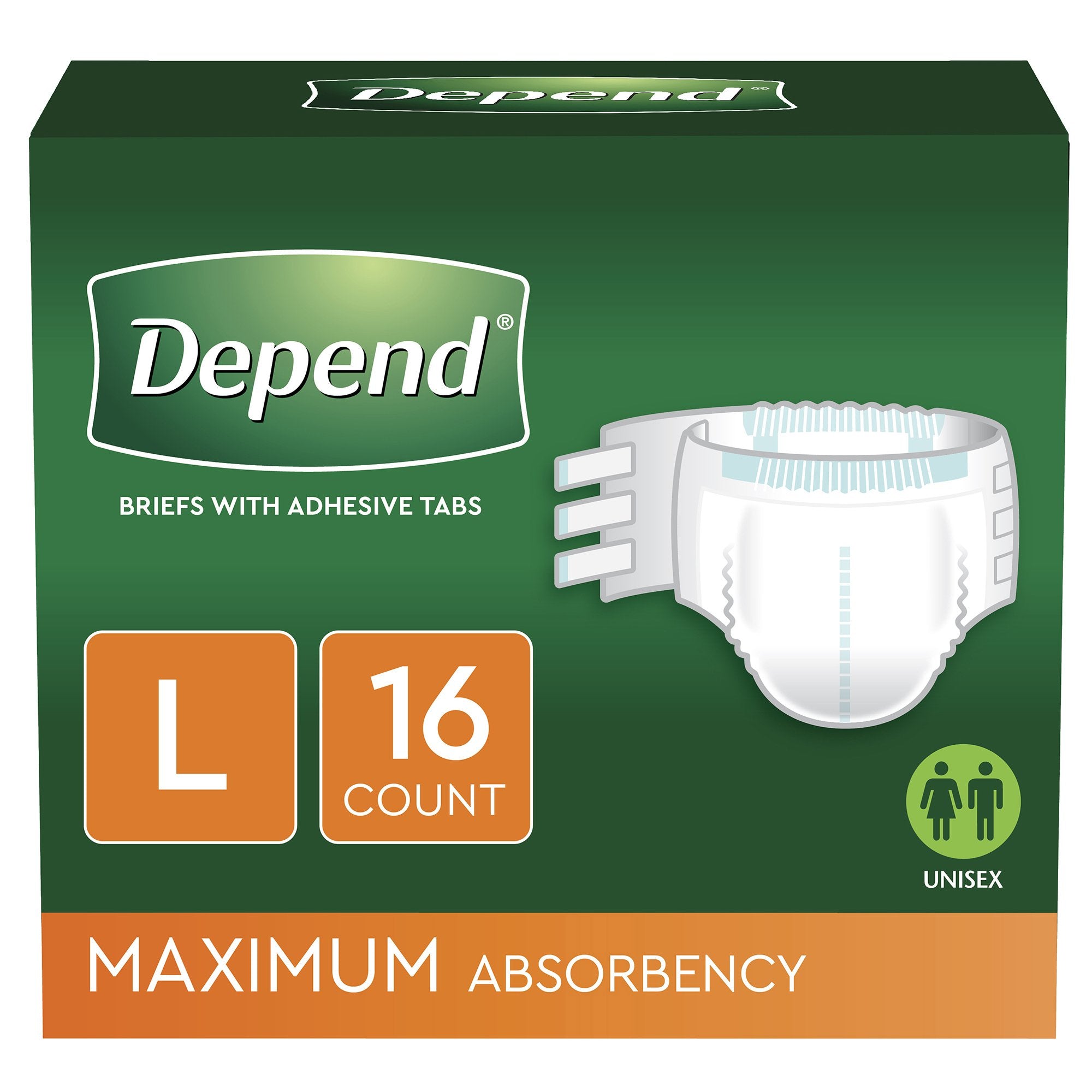 Unisex Adult Incontinence Brief Depend Large Disposable Heavy Absorbency, Packaging Type- Case