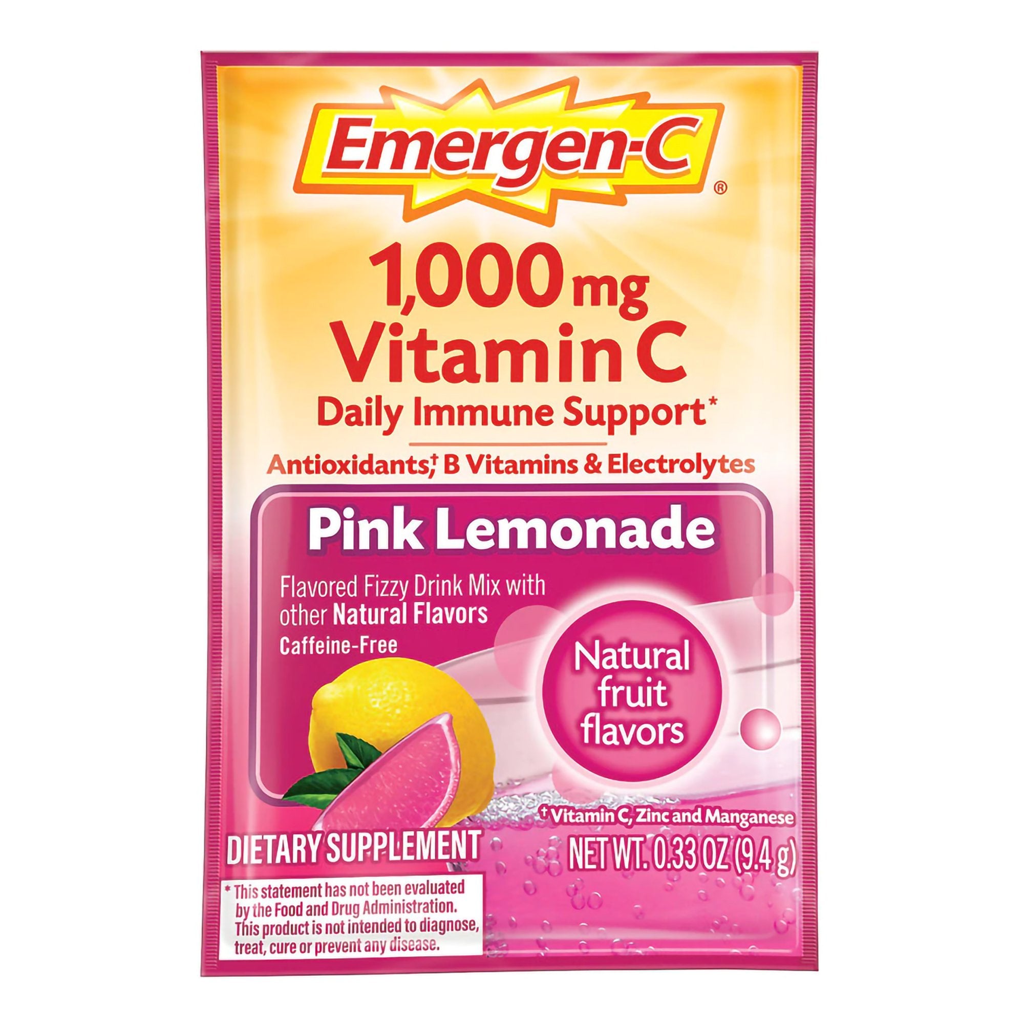 Oral Supplement Emergen-C® Daily Immune Support Pink Lemonade Flavor Powder 0.30 oz. Individual Packet