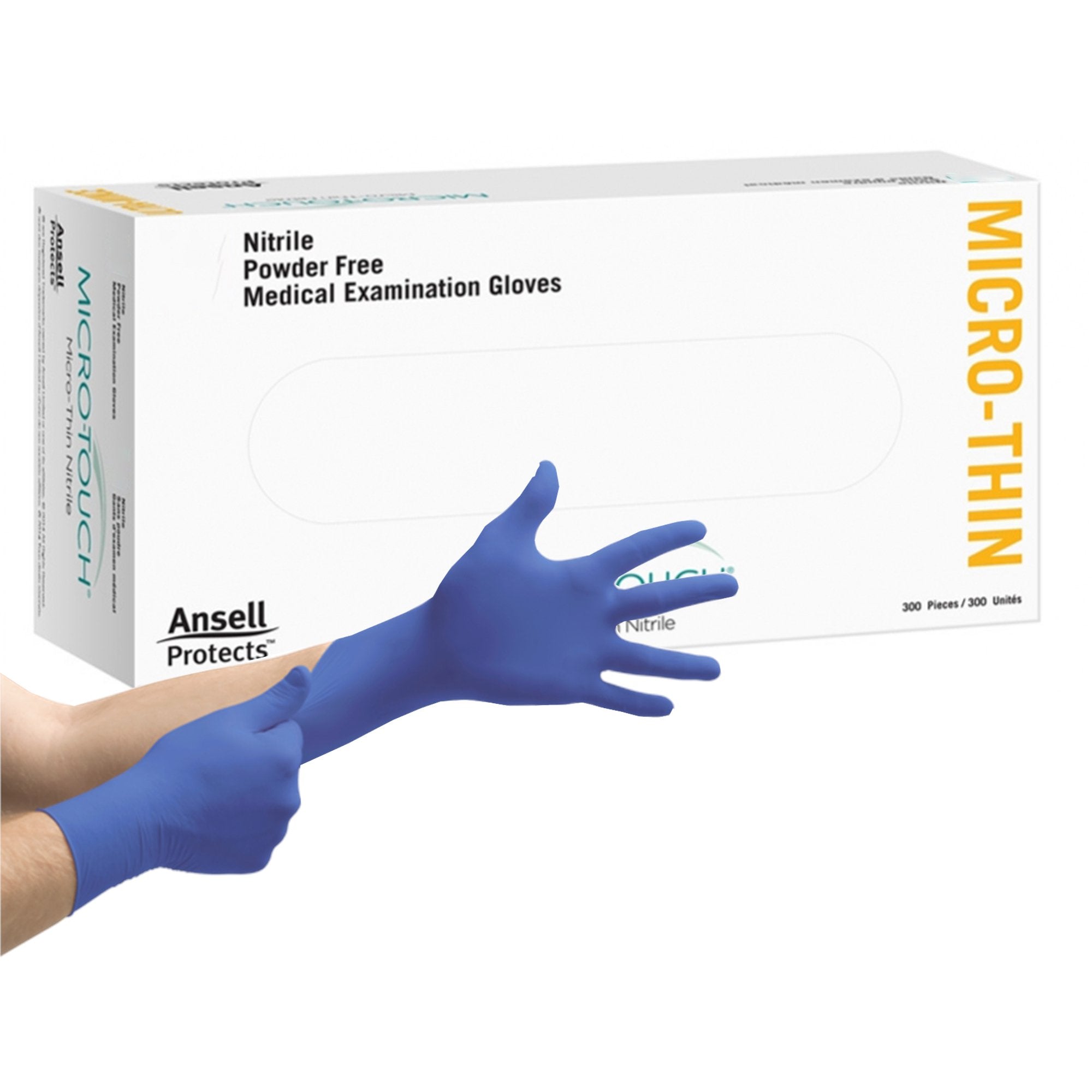 Exam Glove Micro-Touch Micro-Thin Medium NonSterile Nitrile Standard Cuff Length Textured Fingertips Blue Not Rated, Packaging Type- Box