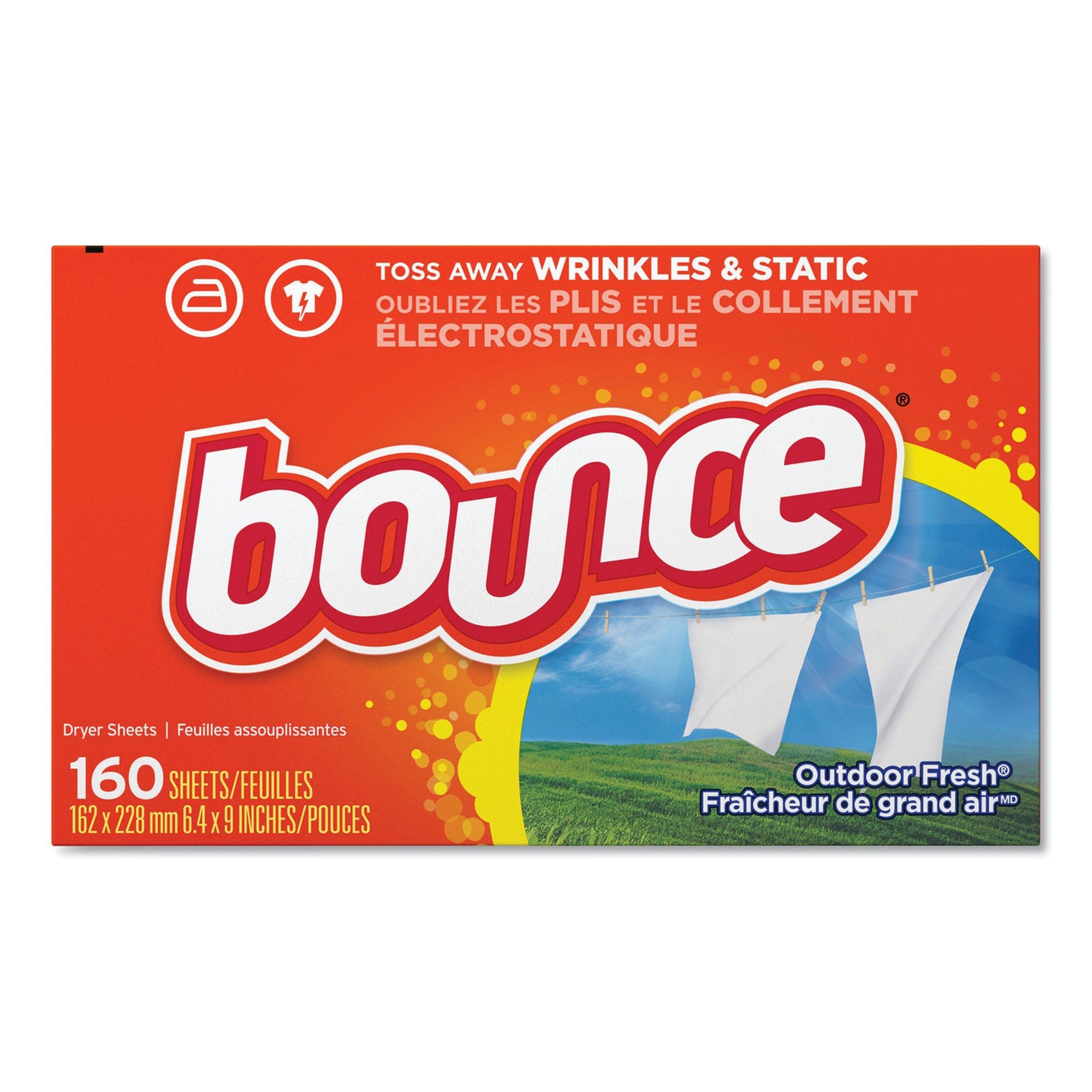 Dryer Sheet Bounce 9 X 11 Inch Box Sheet Outdoor Fresh Scent, Packaging Type- Case