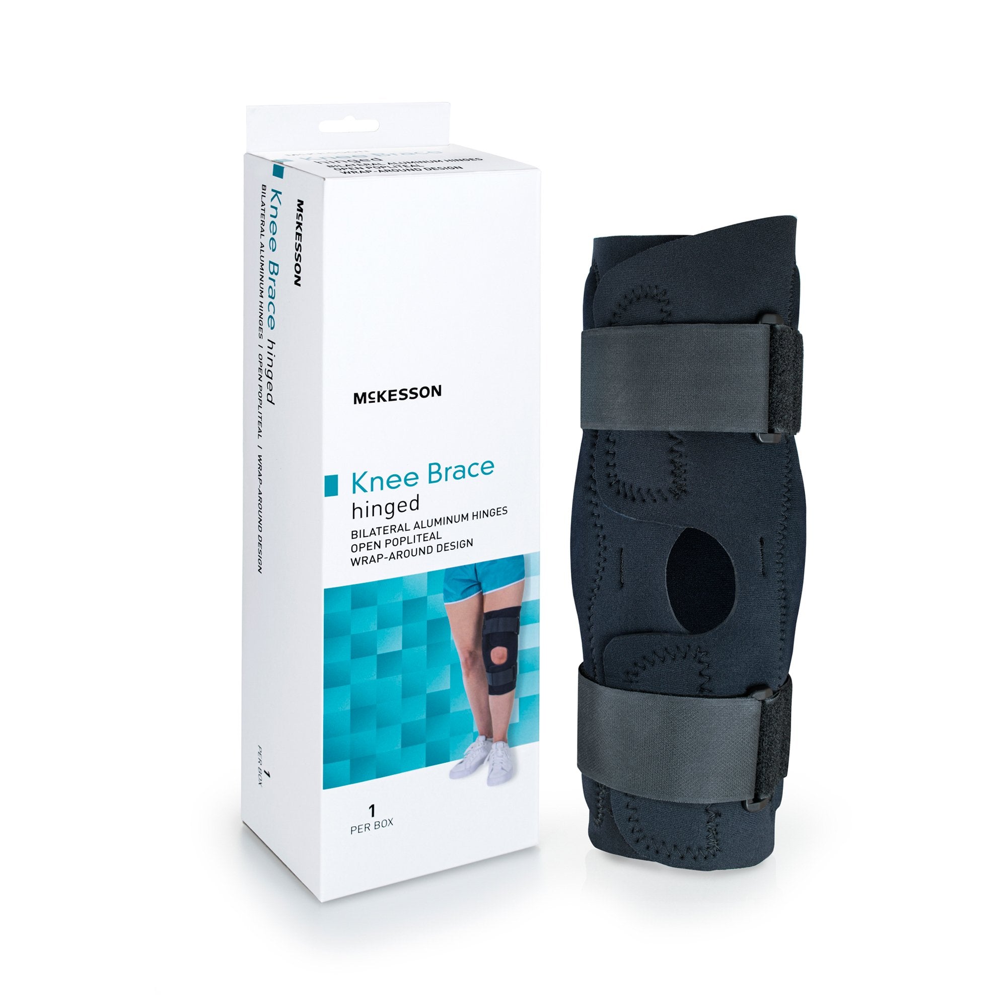 Knee Brace McKesson X Large Wraparound / Hook and Loop Strap Closure with D Rings 23 to 25 1/2 Inch Circumference Left or Right Knee