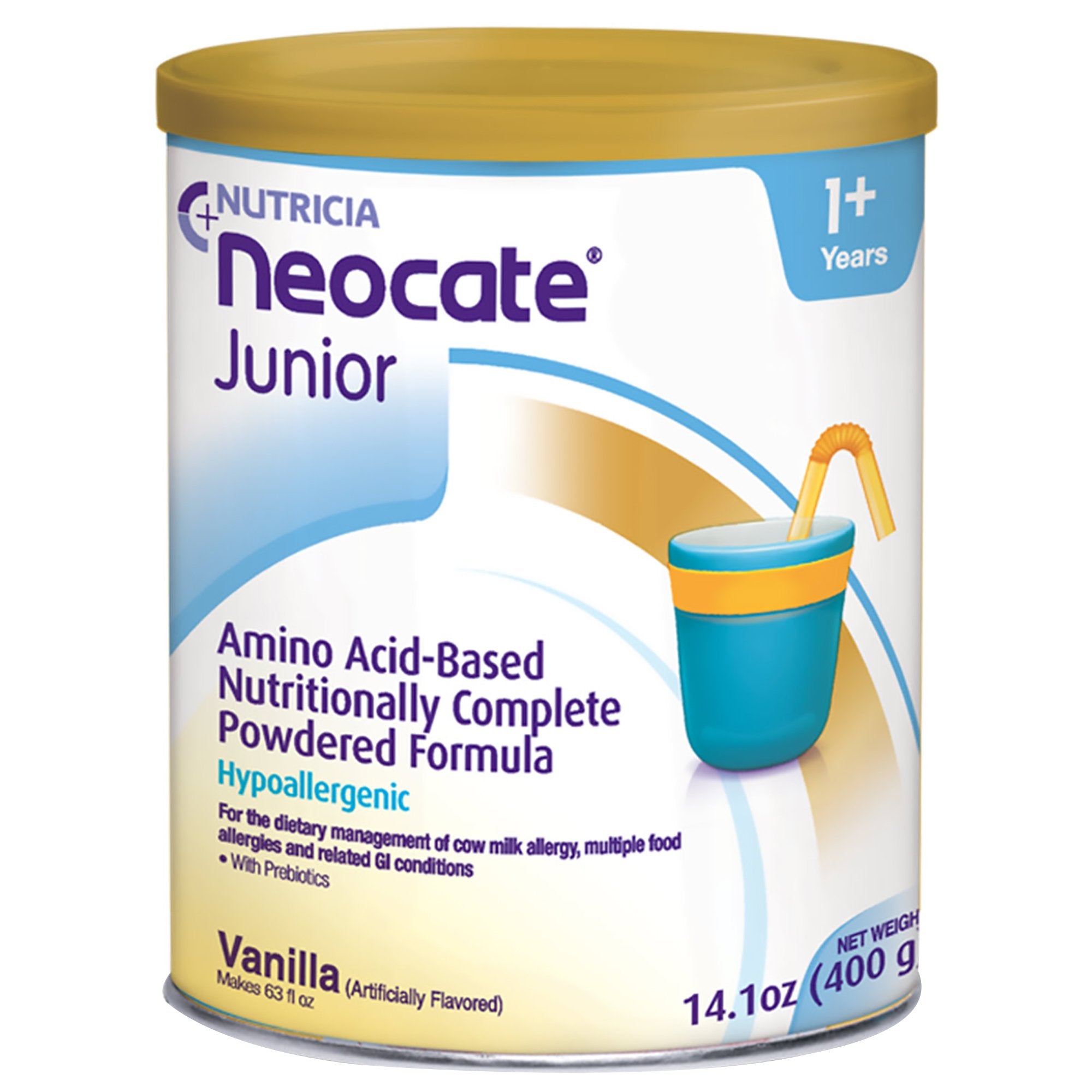 Pediatric Oral Supplement Neocate Junior with Prebiotics Vanilla Flavor 14.1 oz. Can Powder Amino Acid Food Allergies