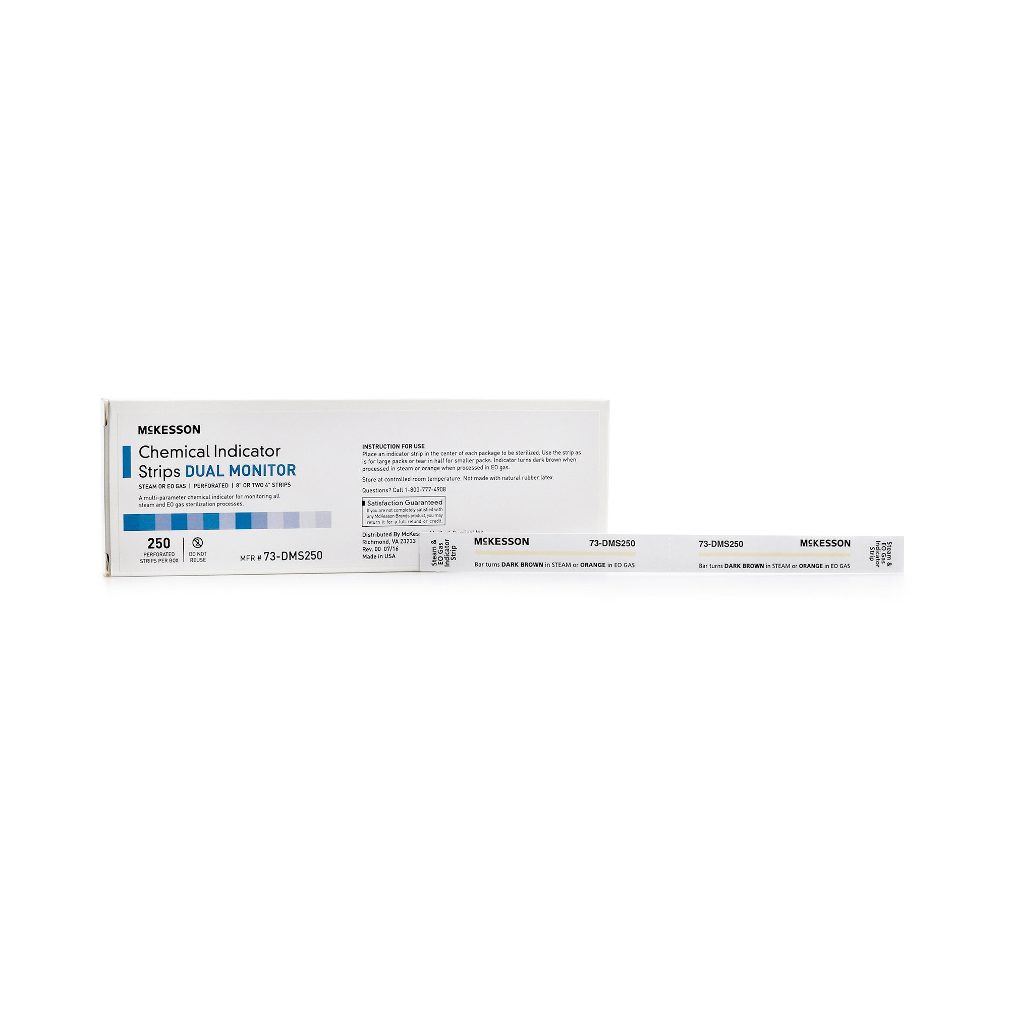 McKesson Sterilization Chemical Indicator Strip Steam / EO Gas 8 Inch, Packaging Type- Box