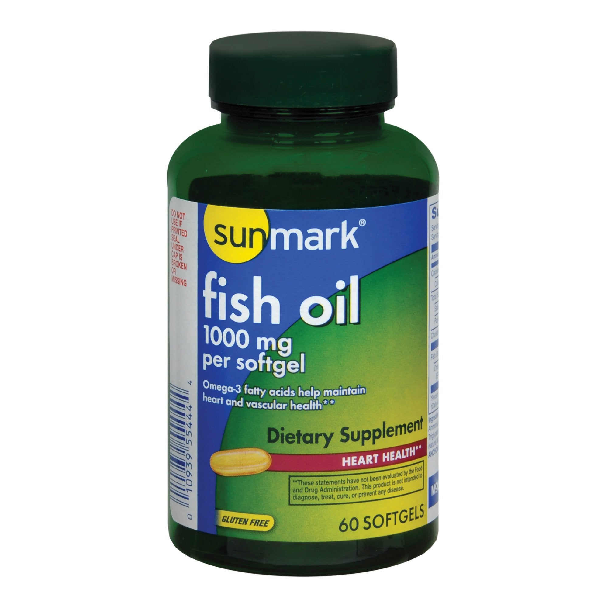 Omega 3 Supplement sunmark® Fish Oil 1,000 mg Strength Softgel 60 per Bottle