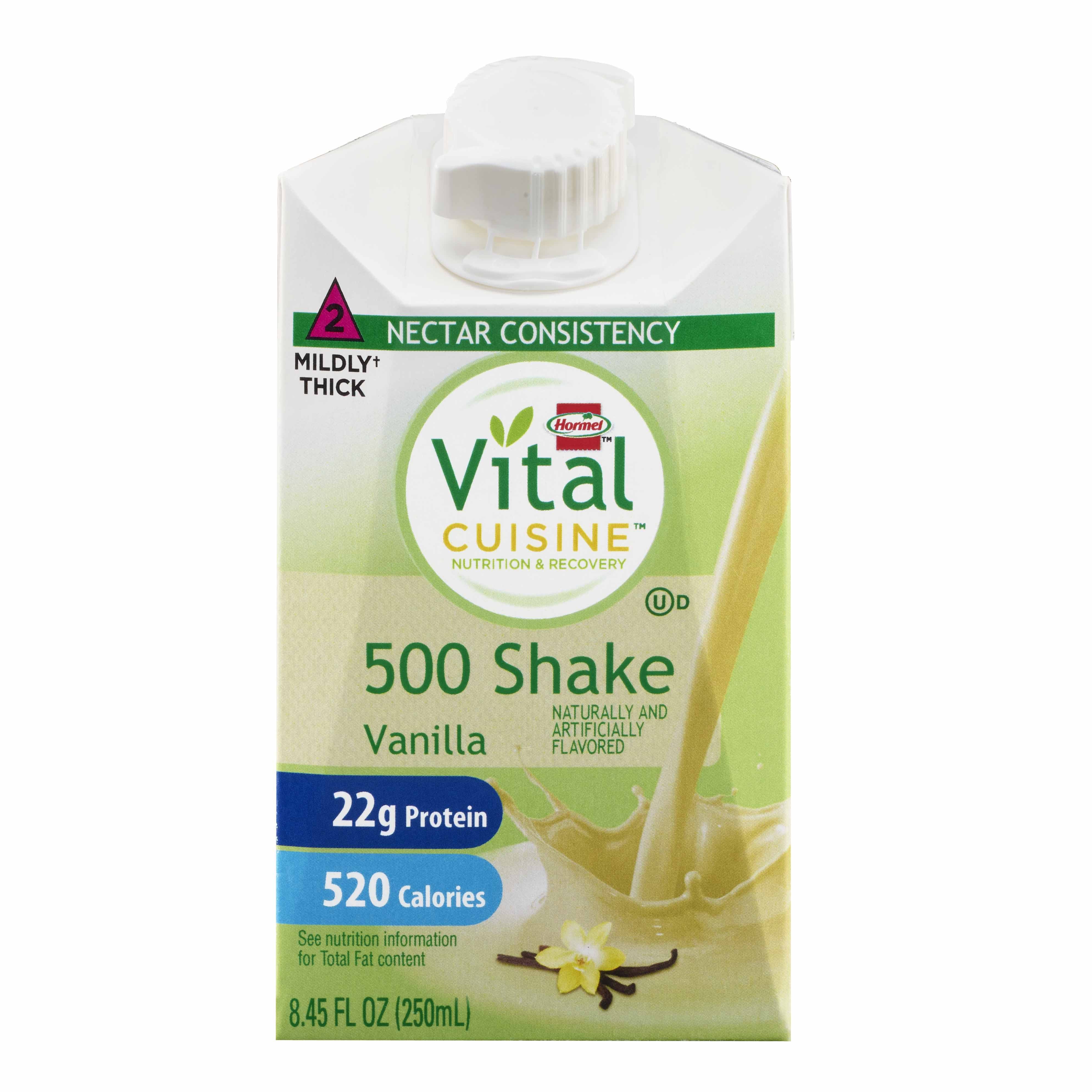 Oral Supplement Hormel Vital Cuisine 500 Shakes Vanilla Flavor Liquid 8.45 oz. Carton, Packaging Type- Case