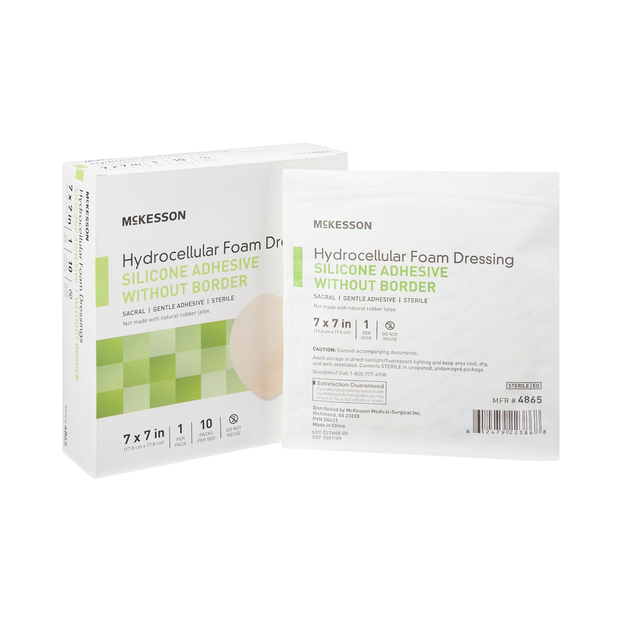 Foam Dressing McKesson 7 X 7 Inch Without Border Film Backing Silicone Gel Adhesive Sacral Sterile, Packaging Type- Box