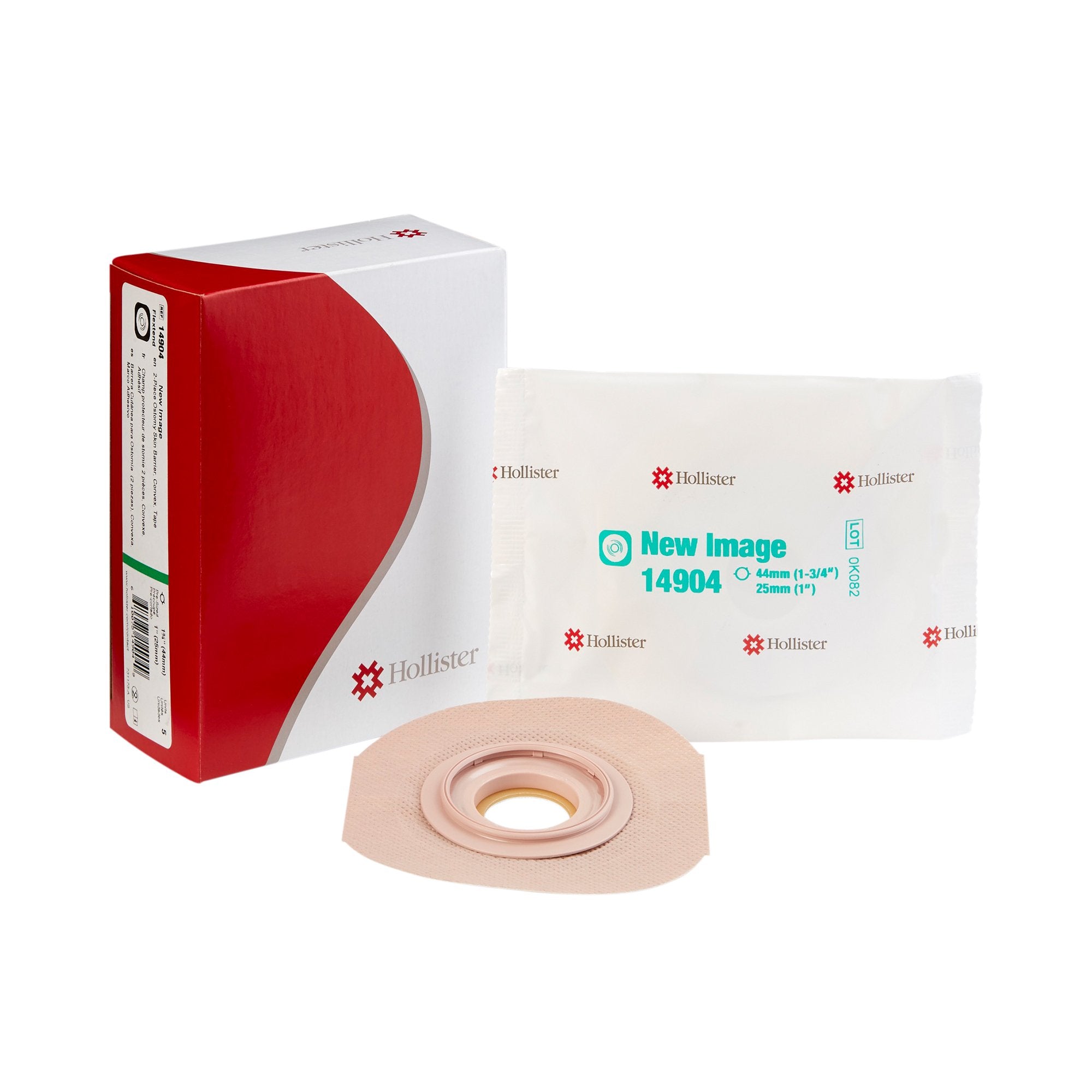 Ostomy Barrier FlexTend Precut, Extended Wear Adhesive Tape 44 mm Flange Green Code System Hydrocolloid 1 Inch Opening