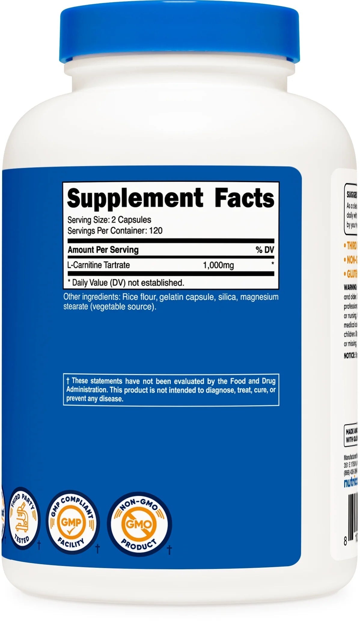 L Carnitine Tartrate Supplement 500Mg, 240 Capsules, 1000Mg per Serving