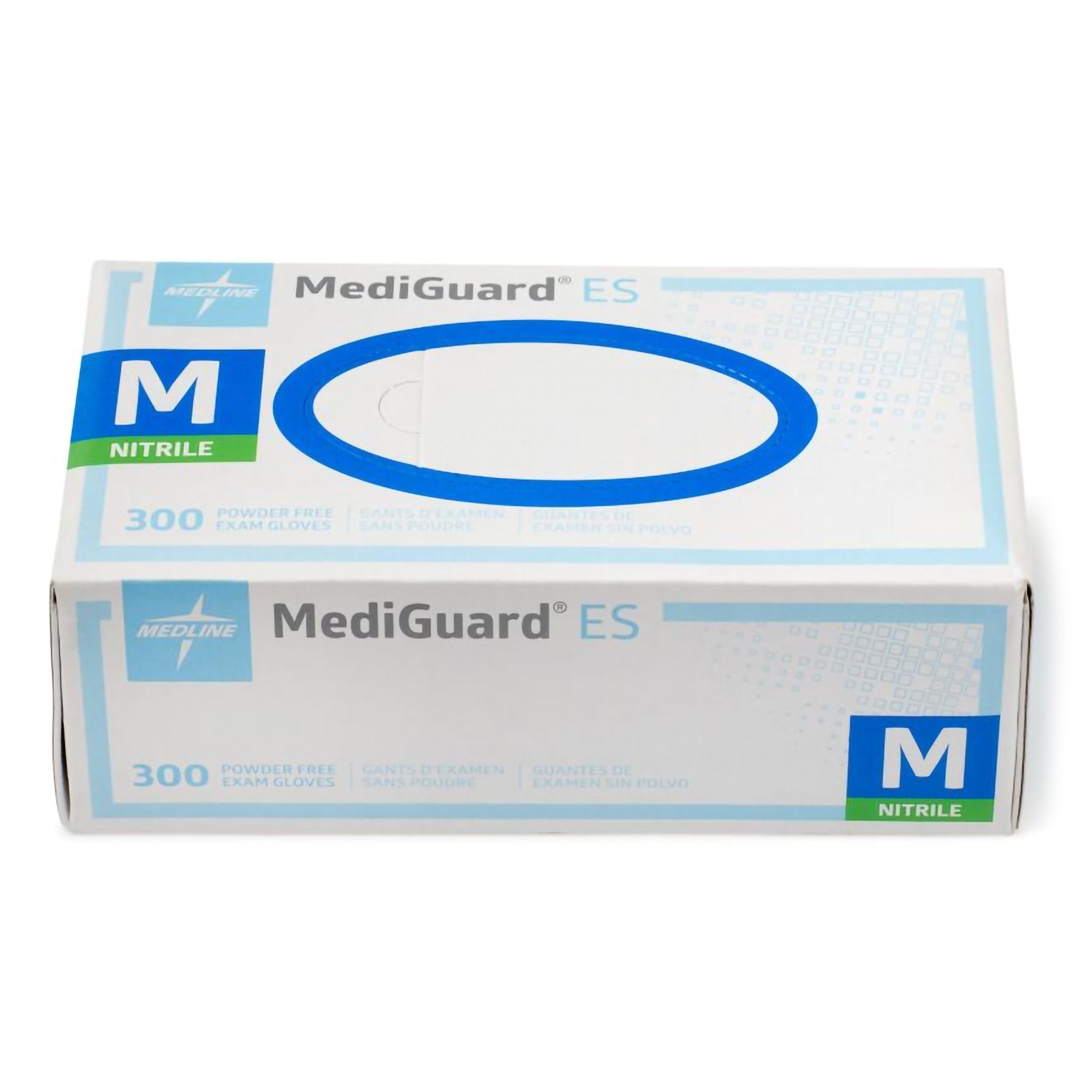 Exam Glove MediGuard ES Medium NonSterile Nitrile Standard Cuff Length Textured Fingertips Blue Not Rated, Packaging Type- Box