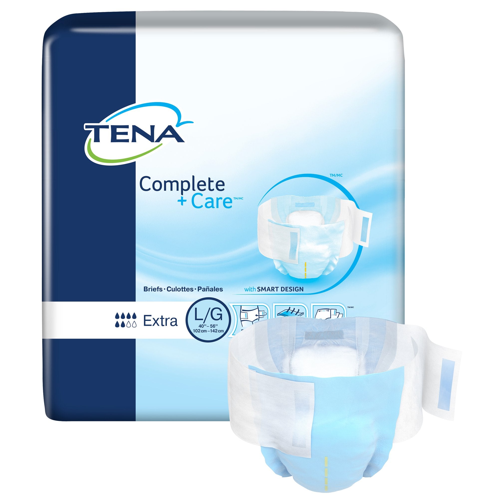 Unisex Adult Incontinence Brief TENA Complete + Care Large Disposable Moderate Absorbency, Packaging Type- Case