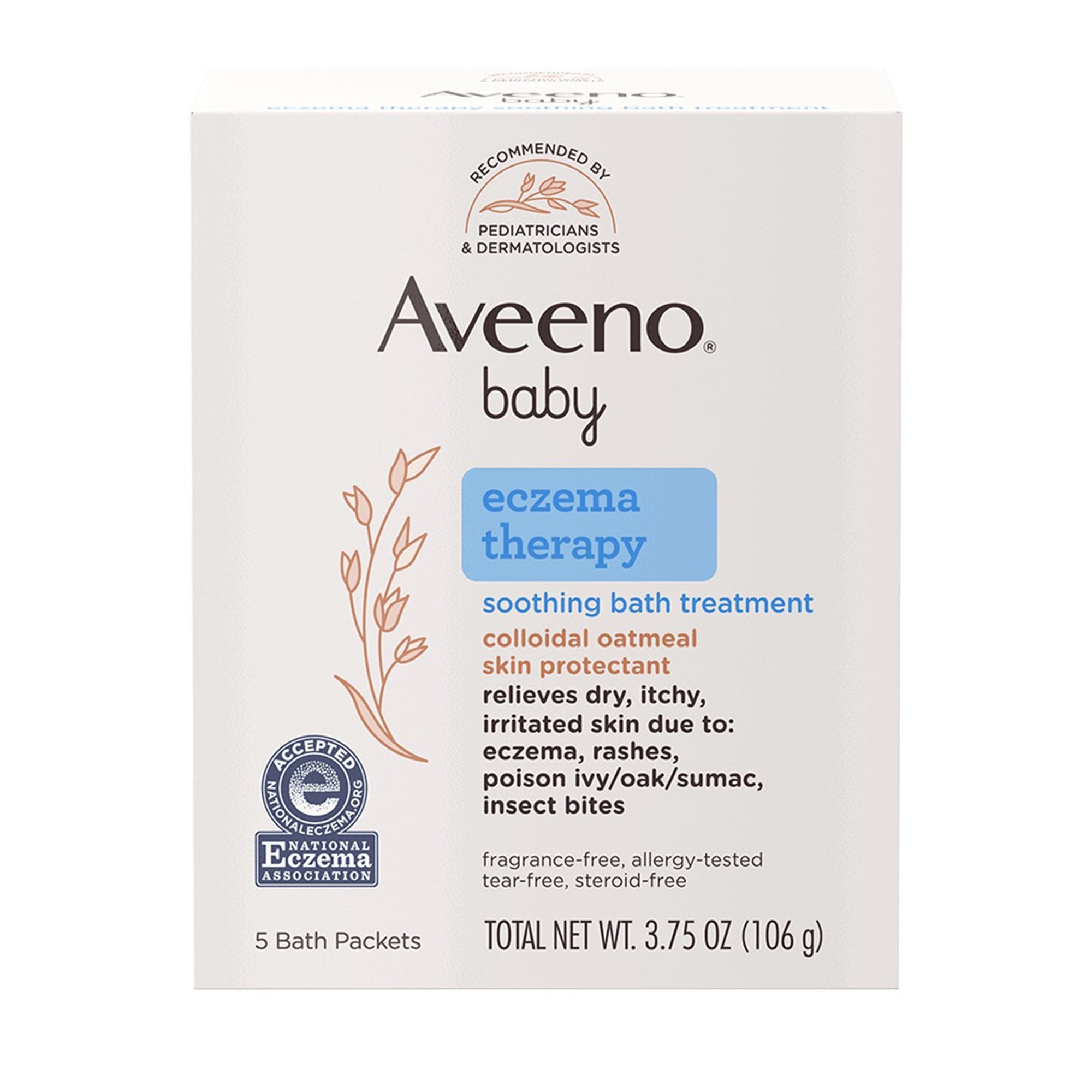 Bath Additive Aveeno Baby Eczema Therapy 3.75 oz. Individual Packet Unscented Powder, Packaging Type- Box