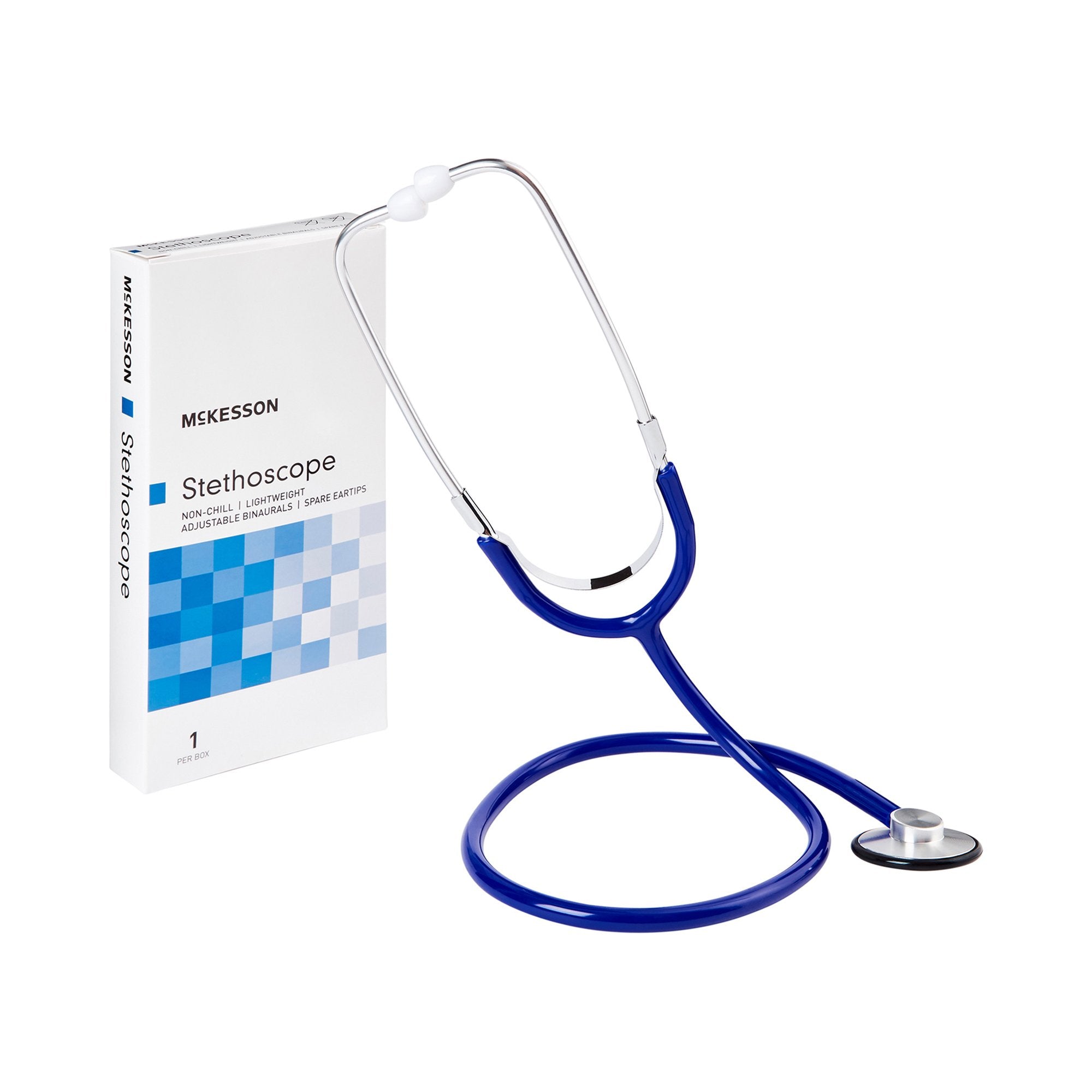 General Exam Stethoscope McKesson Royal Blue 1-Tube 21 Inch Tube Single Sided Chestpiece, Packaging Type- Each