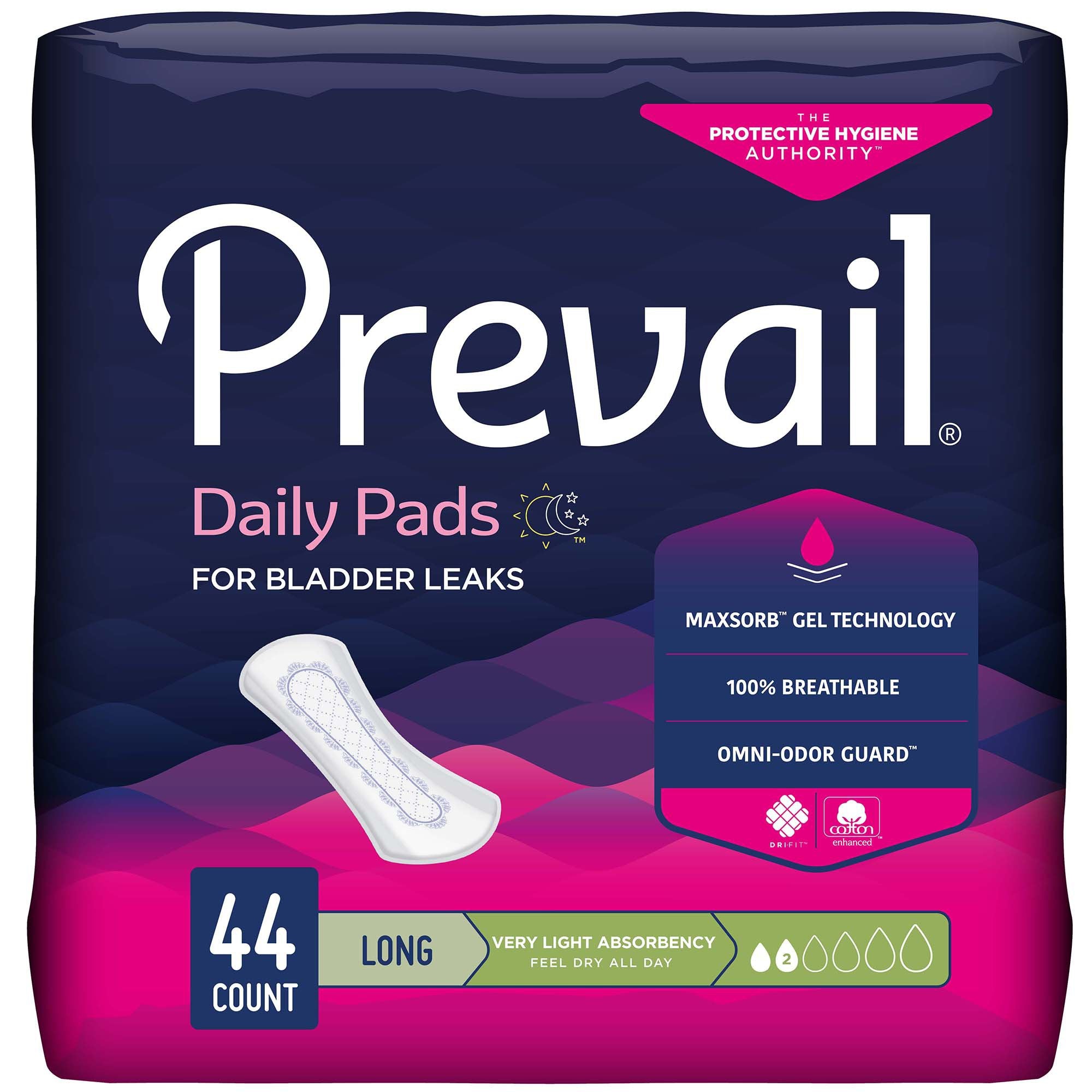 Bladder Control Pad Prevail Daily Pads 8.35 Inch Length Light Absorbency Polymer Core One Size Fits Most, Packaging Type- Case