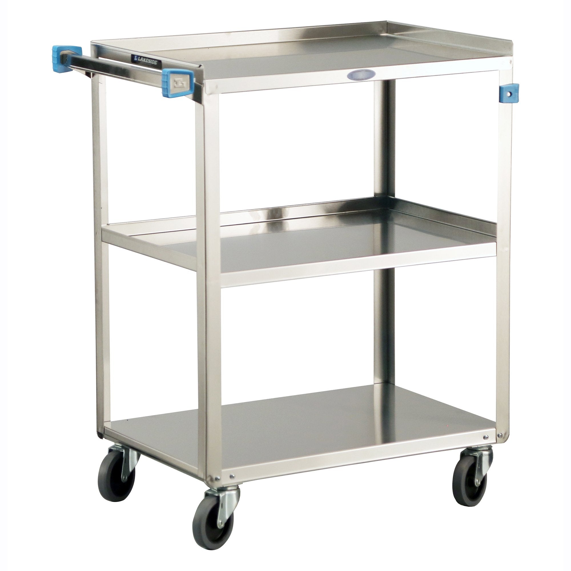 Utility Cart Stainless Steel 16.25 X 27.5 X 32.125 Inch Silver 15 1/2 X 22 Inch Shelves