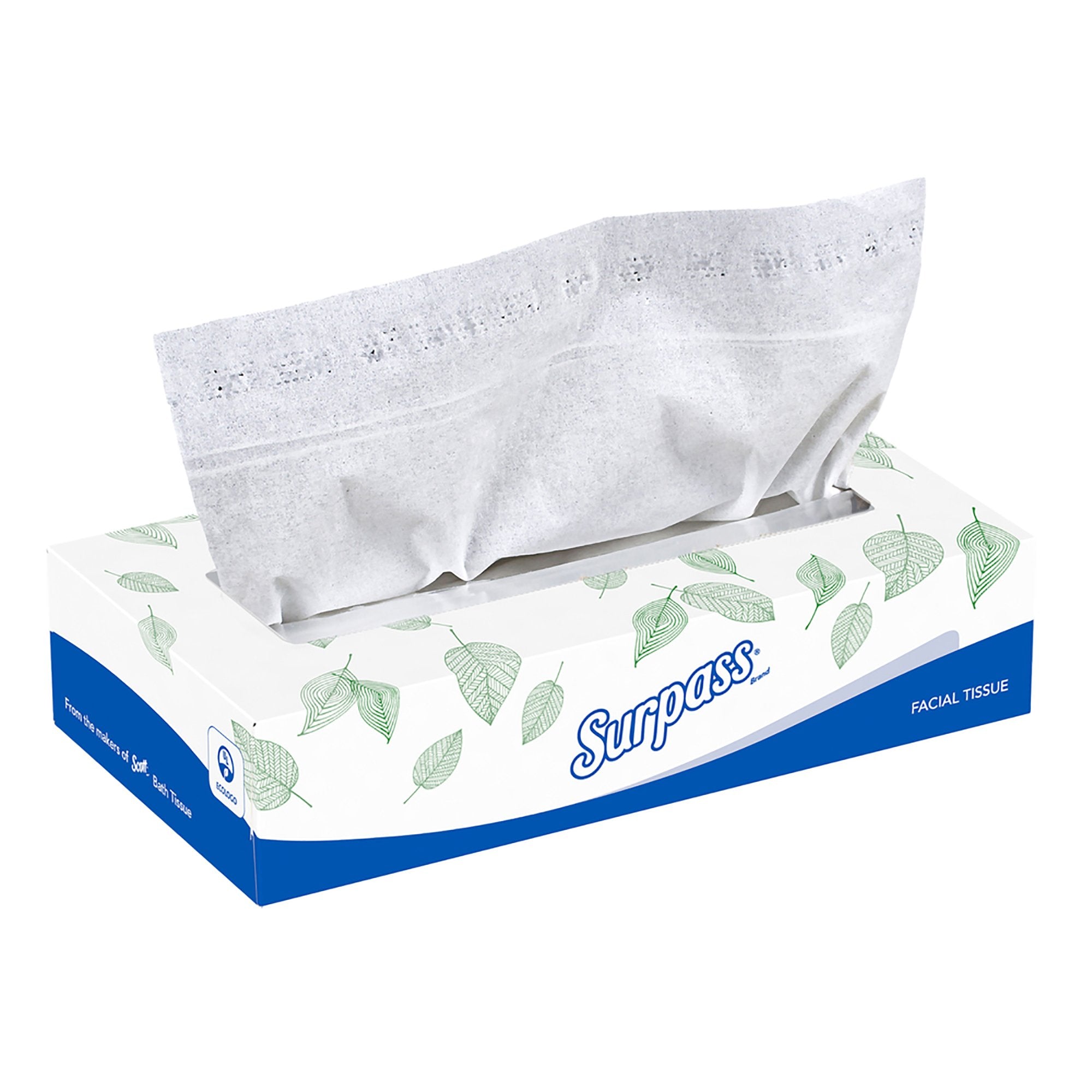 Surpass* Facial Tissue White 8 X 8-2/5 Inch 100 Count, Packaging Type- Box