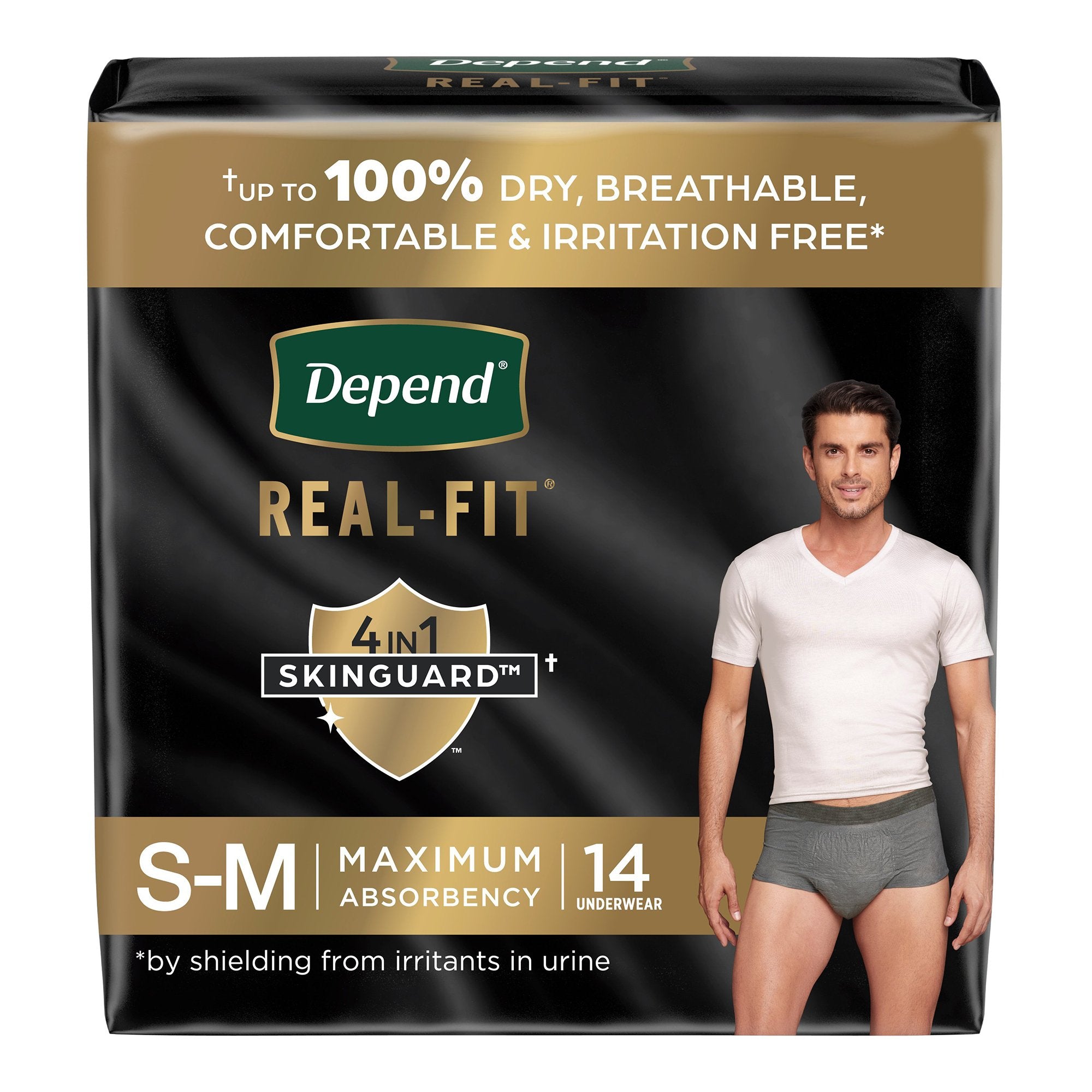 Male Adult Absorbent Underwear Depend Real Fit Waistband Style Small / Medium Disposable Heavy Absorbency, Packaging Type- Case