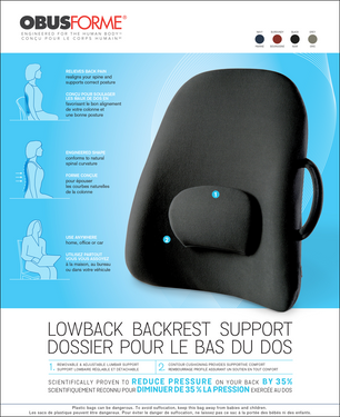 Lowback Backrest Support Obusforme Black (bagged)