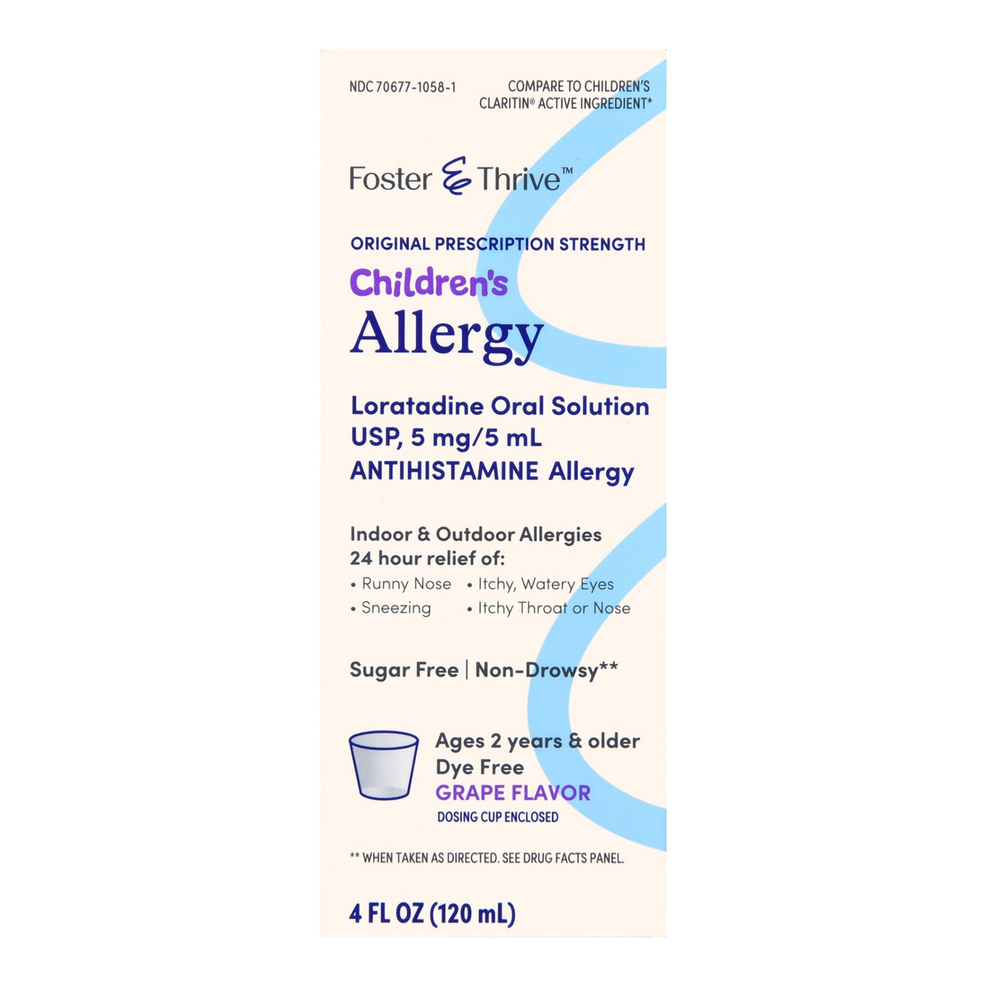 Children's Allergy Relief Foster & Thrive 5 mg / 5 mL Strength Syrup 4 oz., Packaging Type- Each