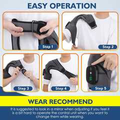 led heat heating vabration shoulder massage wrap brace support 3 levels left right electric battery heated massage support brace