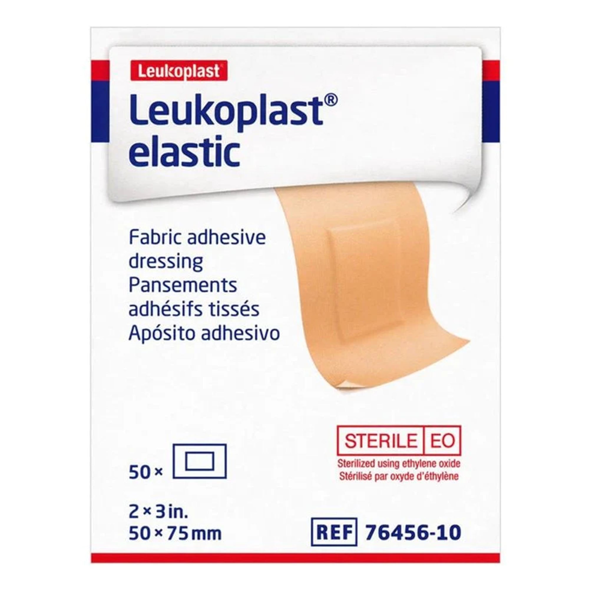 Adhesive Strip Leukoplast Elastic 2 X 3 Inch Cross Elastic Material Rectangle Tan Sterile