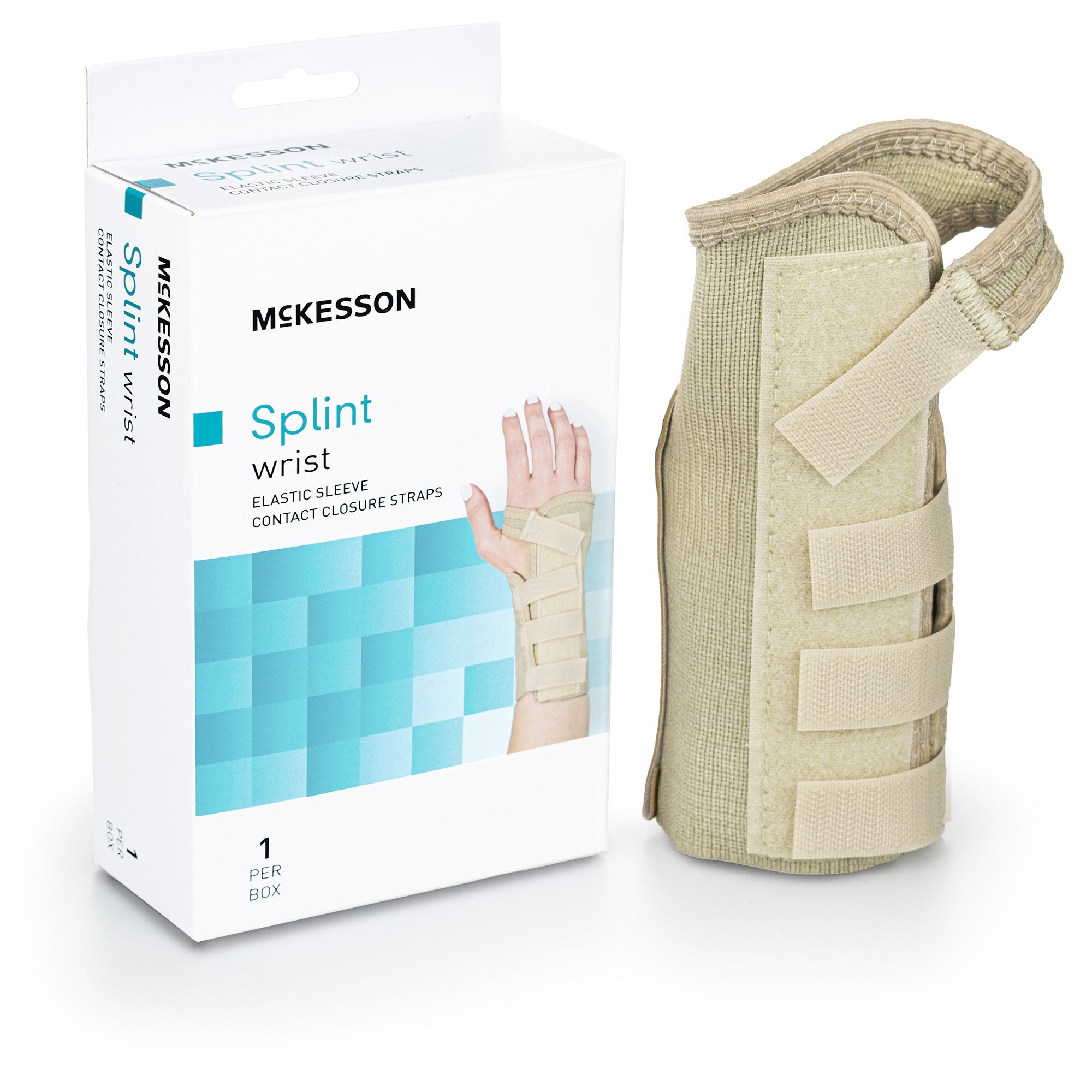 Wrist Brace McKesson Low Profile / Contoured / Wraparound Aluminum / Cotton / Elastic Left Hand Beige X-Large, Packaging Type- Each