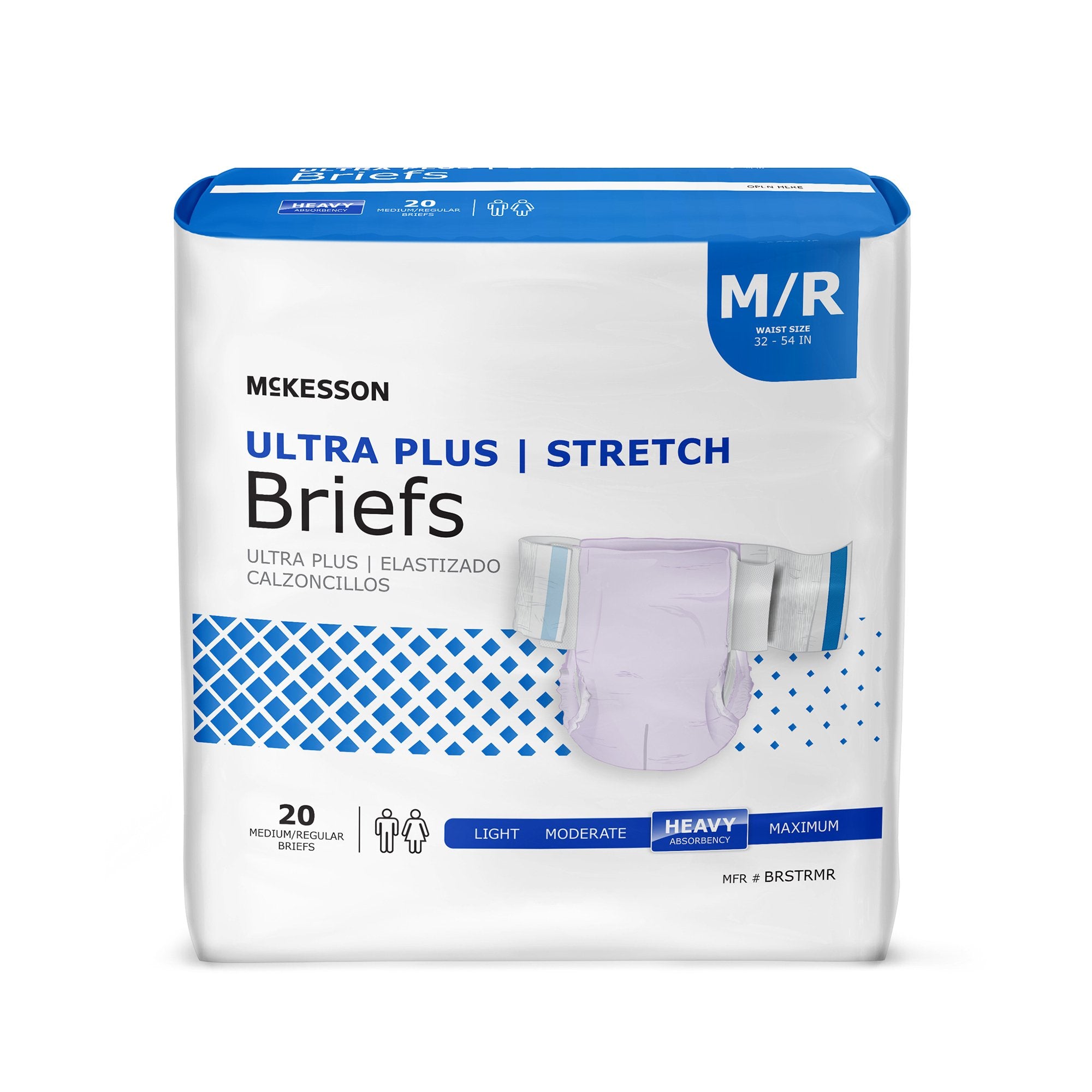 Unisex Adult Incontinence Brief McKesson Ultra Plus Stretch Medium Disposable Heavy Absorbency, Packaging Type- Case