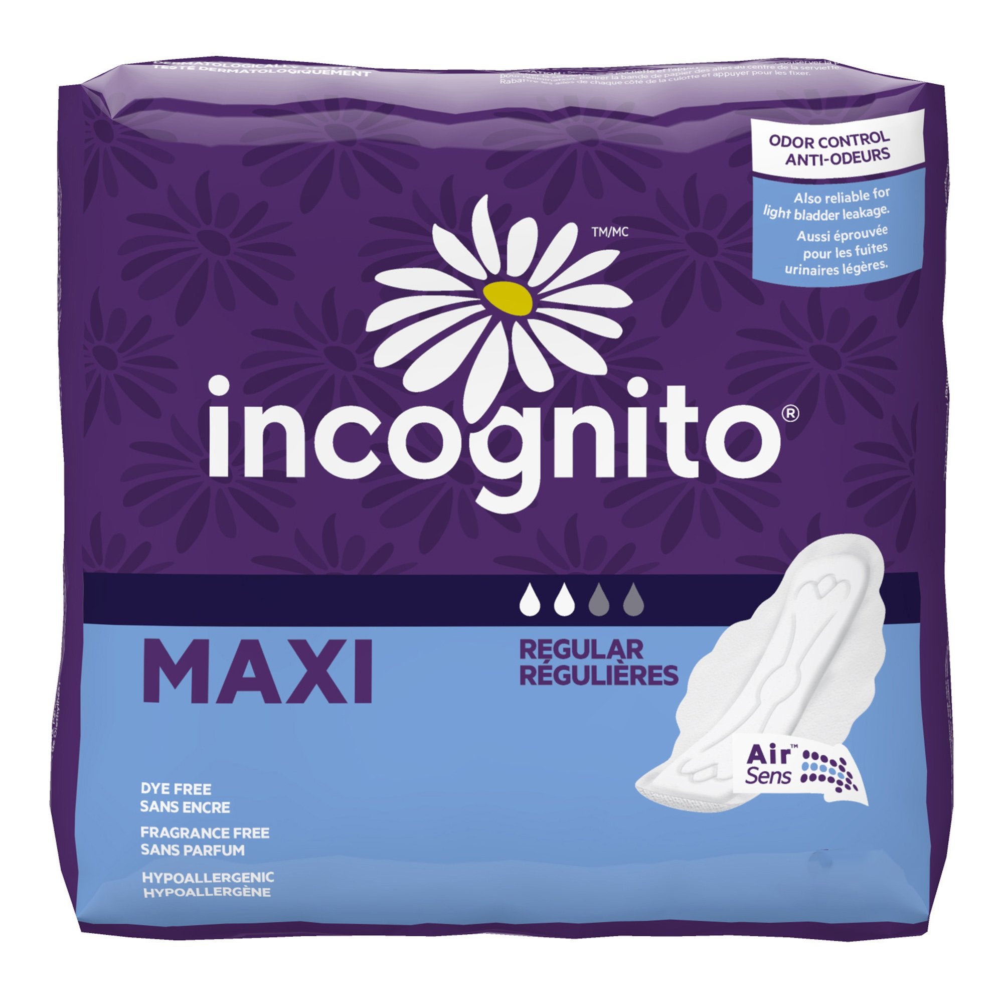 Feminine Pad Incognito Regular Absorbency, Packaging Type- Case